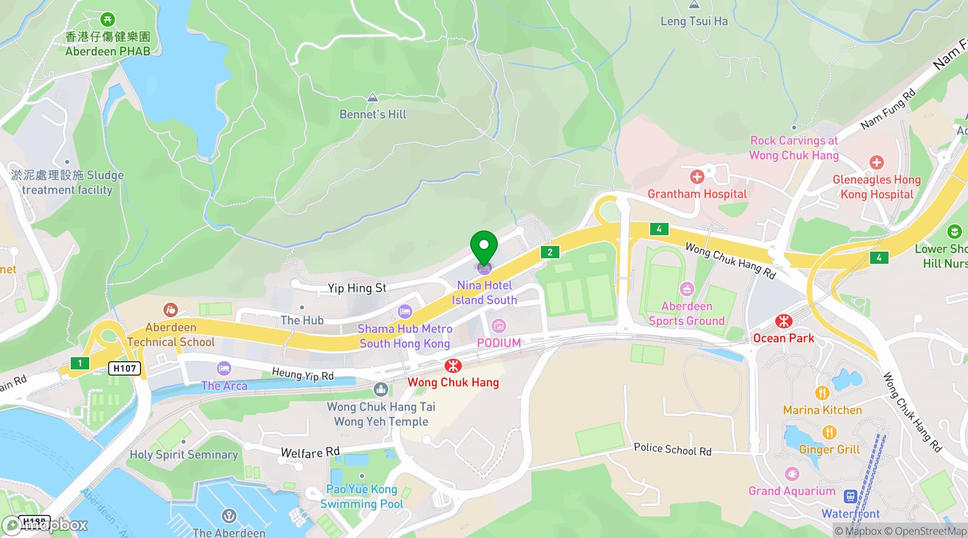 Map showing Nina Hotel Island South