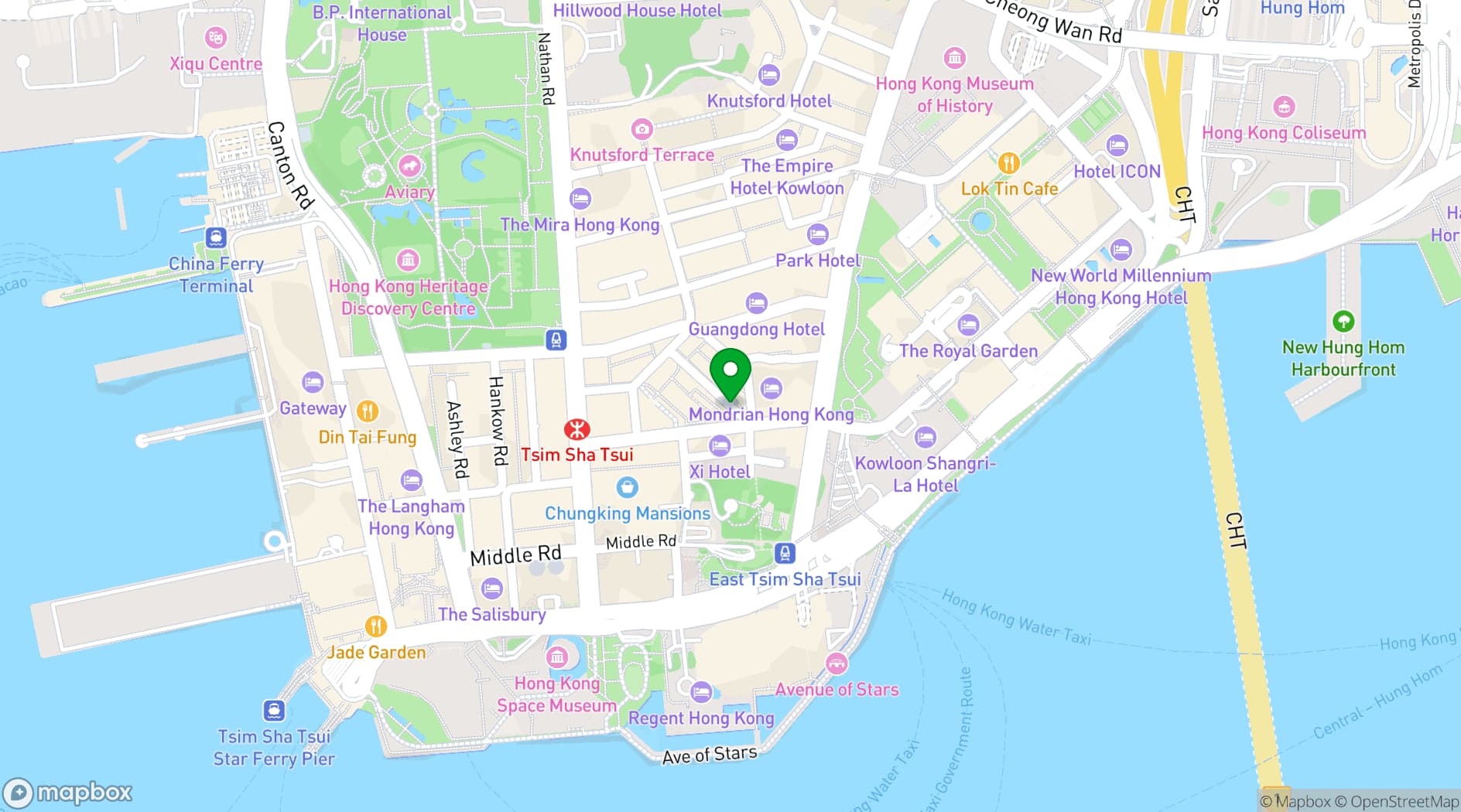 Map showing Hyatt Regency Hong Kong