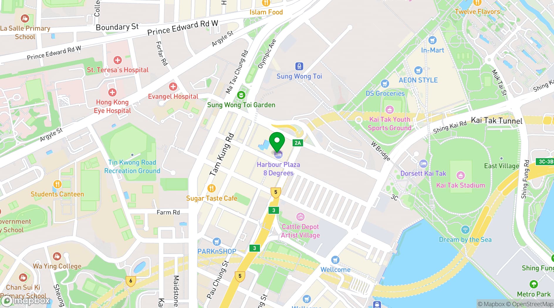 Map showing Harbour Plaza 8 Degrees