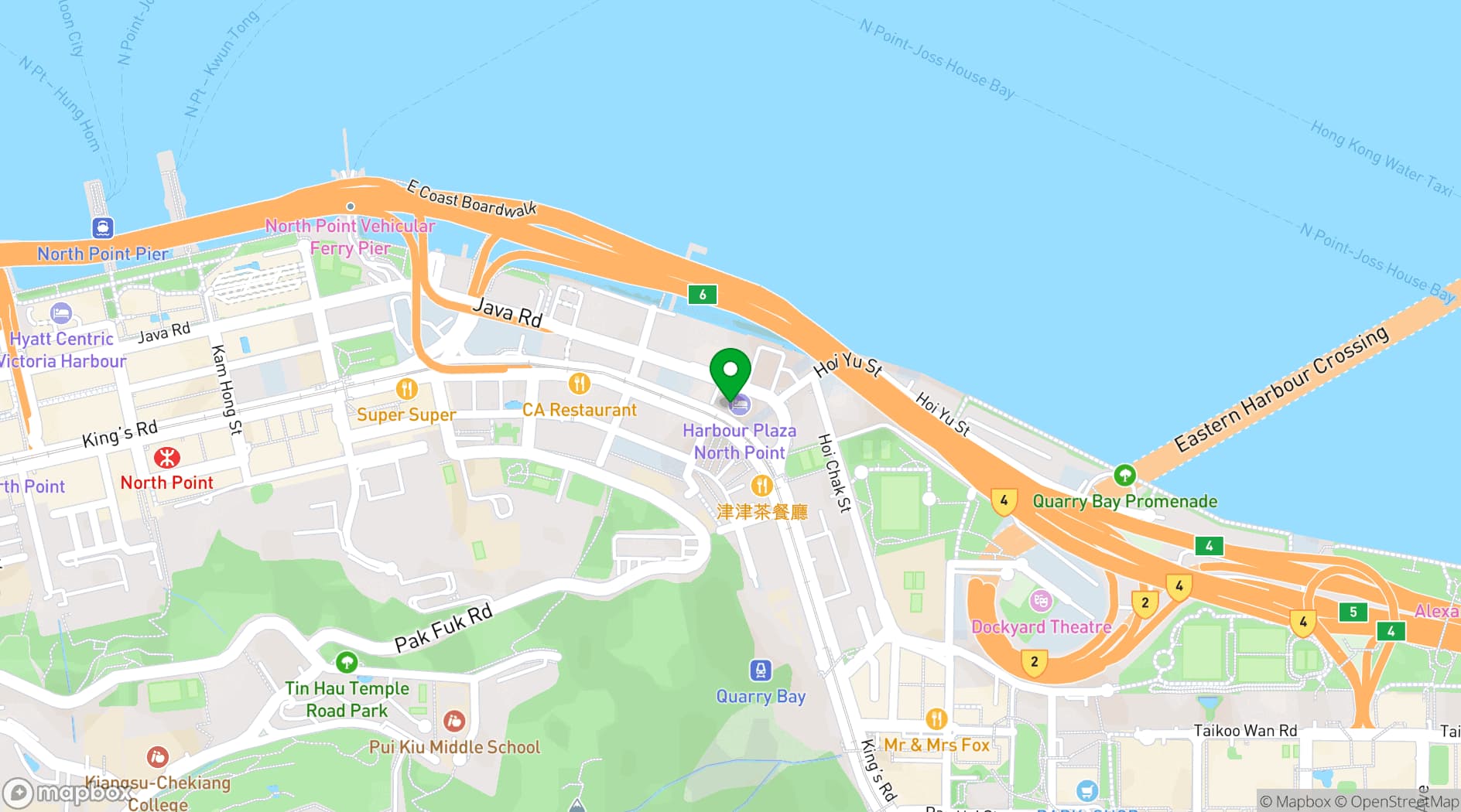 Map showing Harbour Grand Kowloon