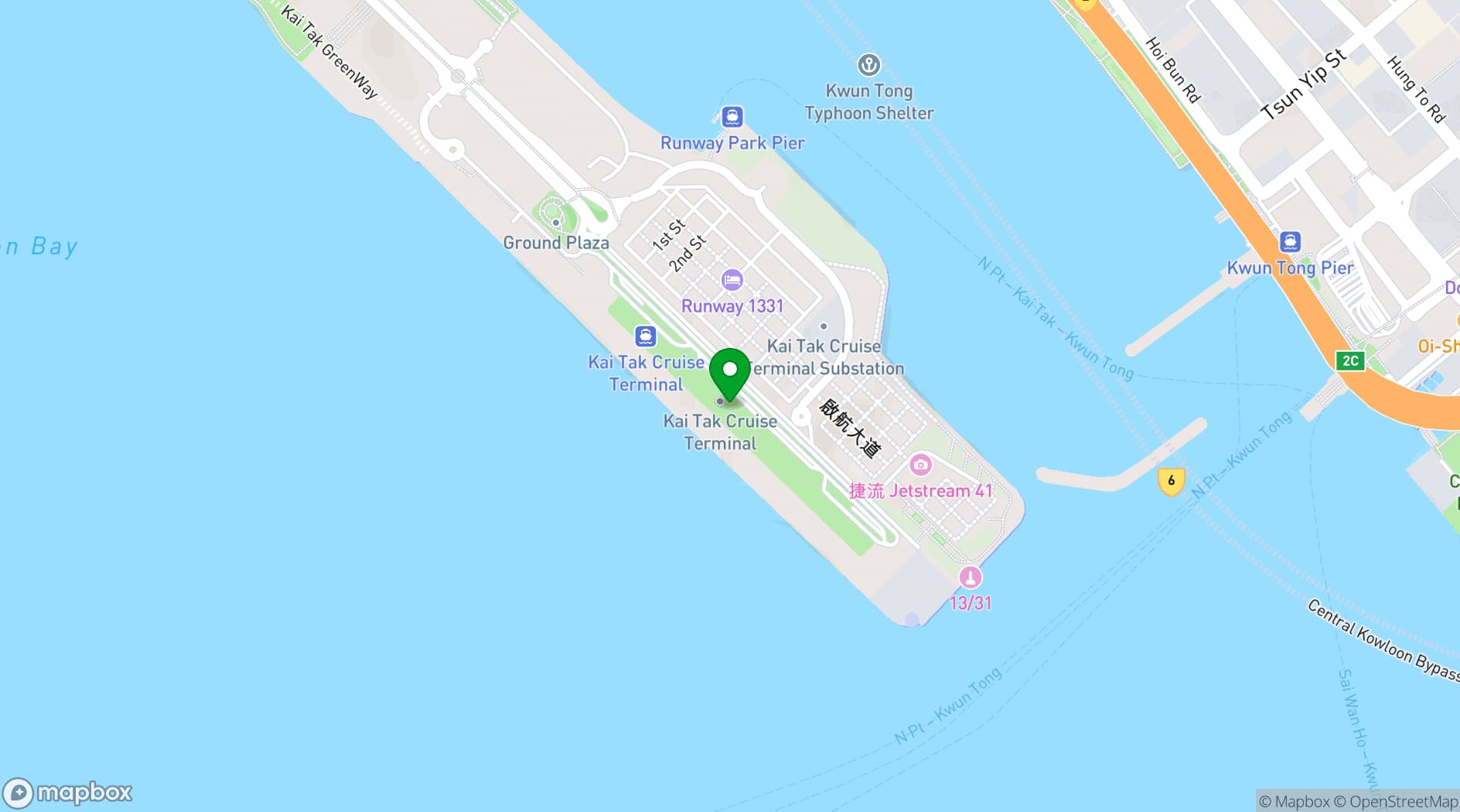 Map showing Kai Tak Cruise Terminal