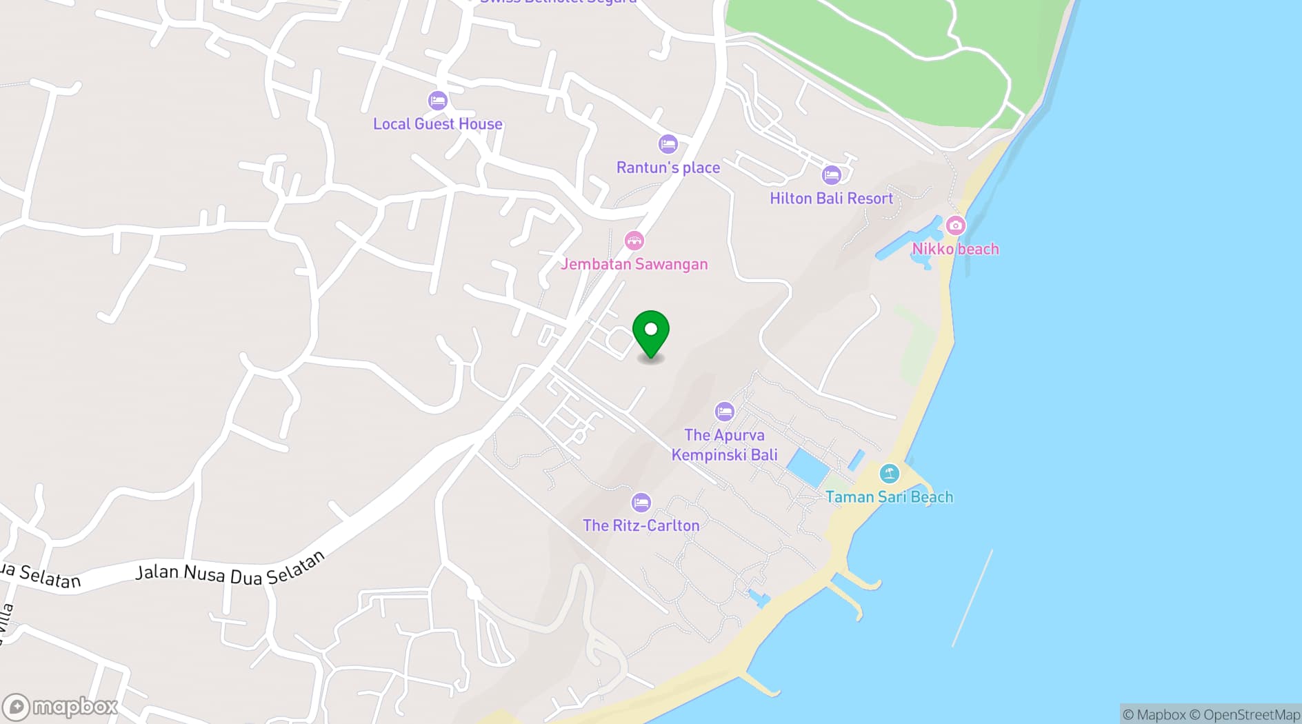 Map showing The Apurva Kempinski Bali