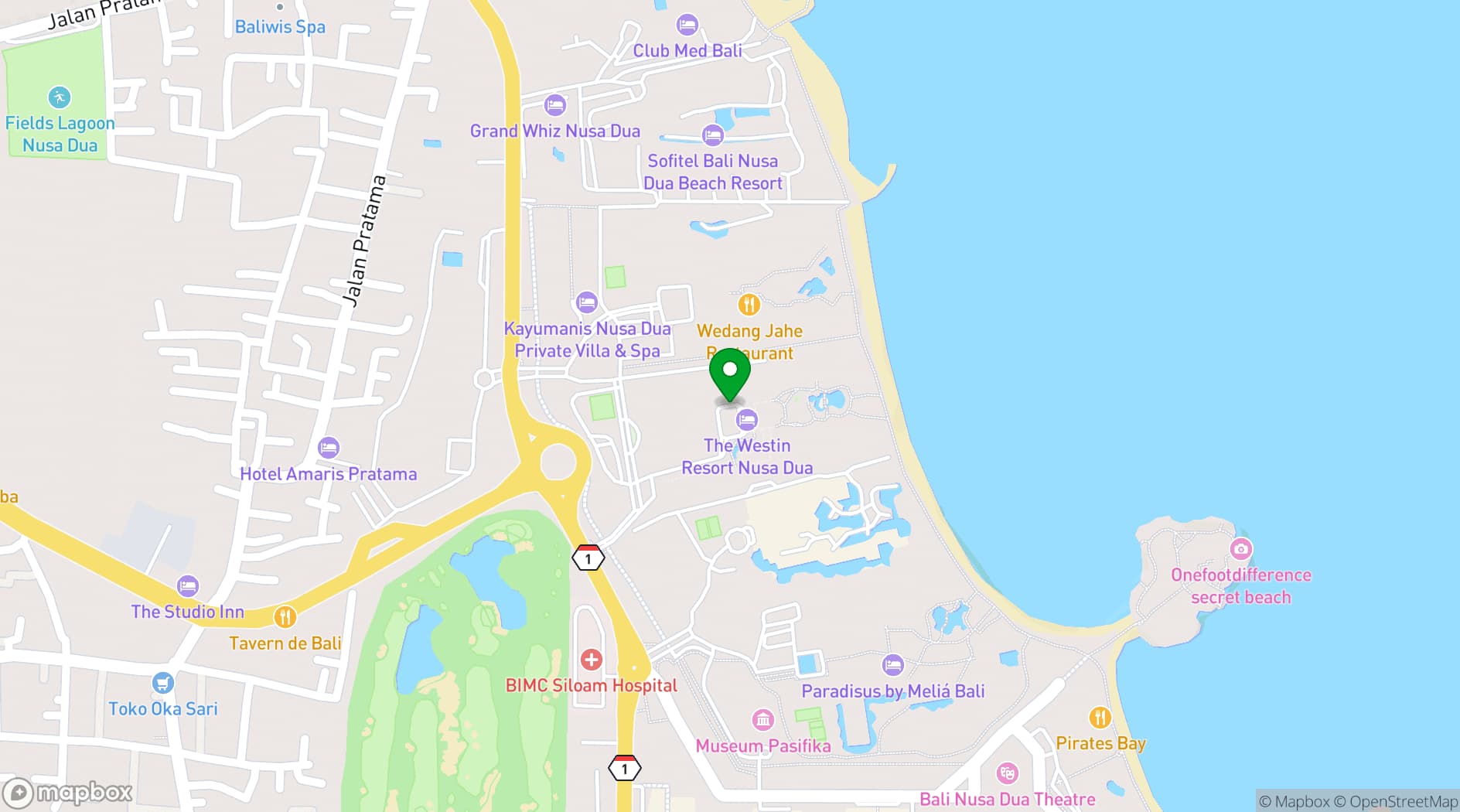 Map showing Bali International Convention Centre (BICC)