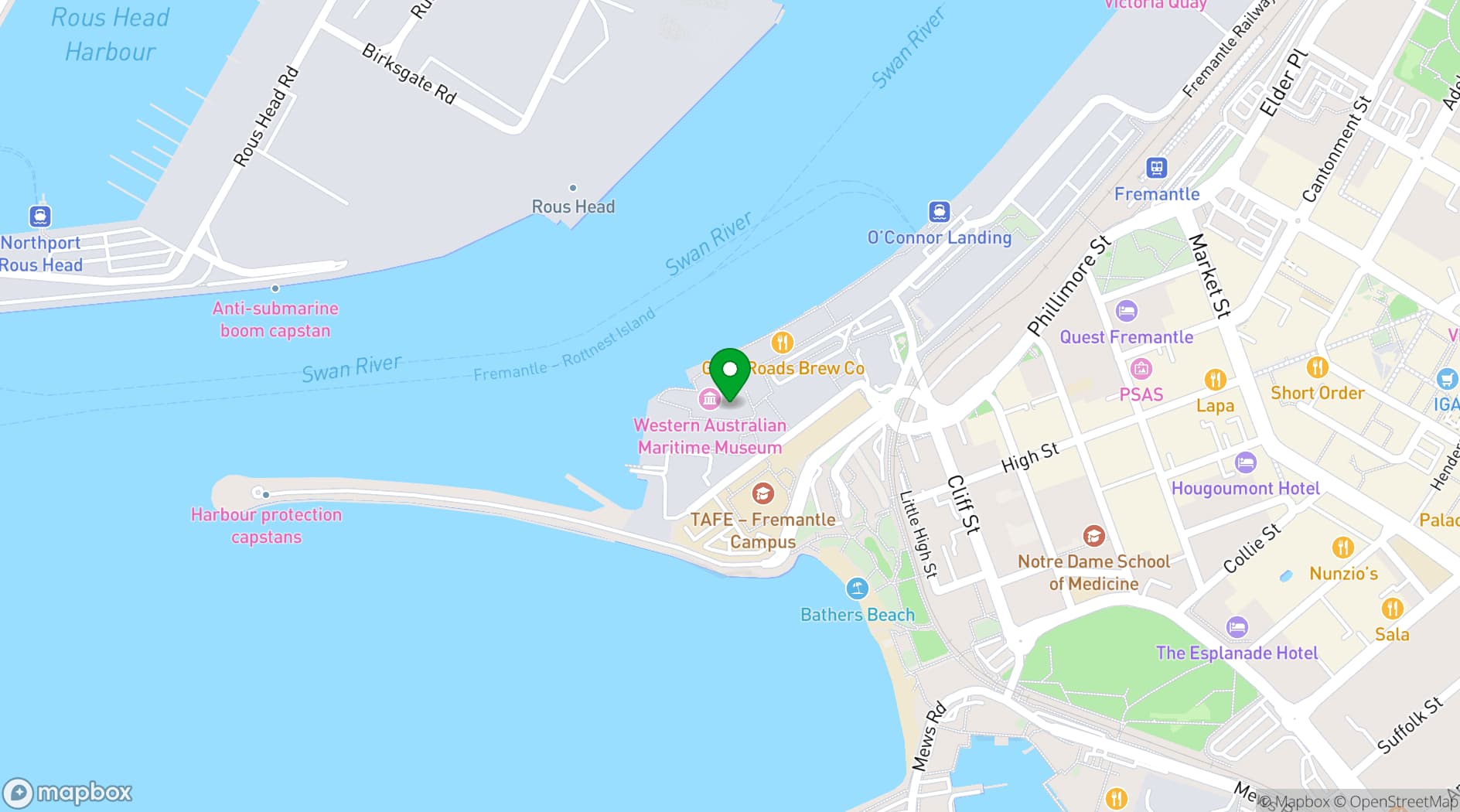 Map showing WA Maritime Museum