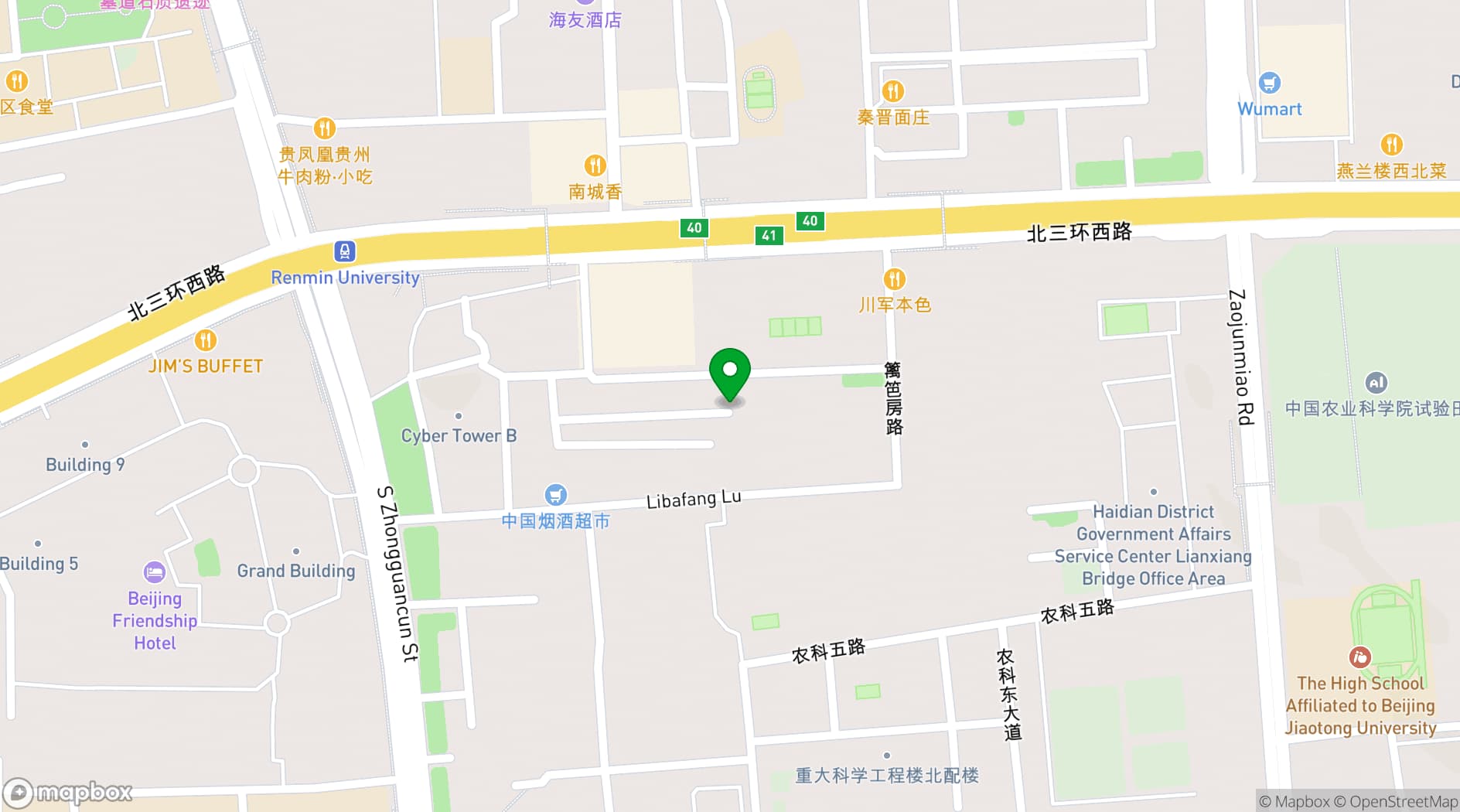Map showing Beijing Friendship Hotel