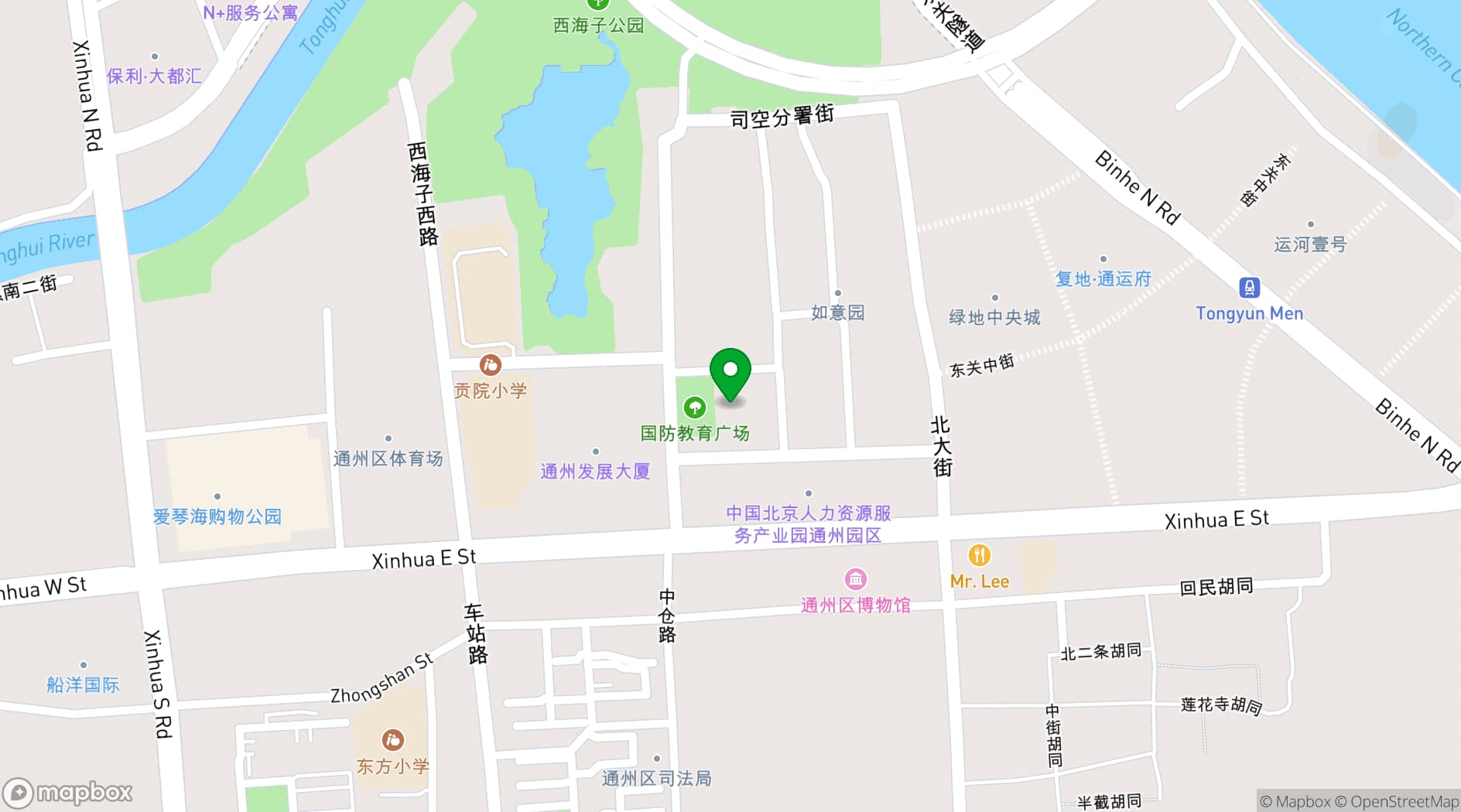 Map showing Hilton Beijing Tongzhou