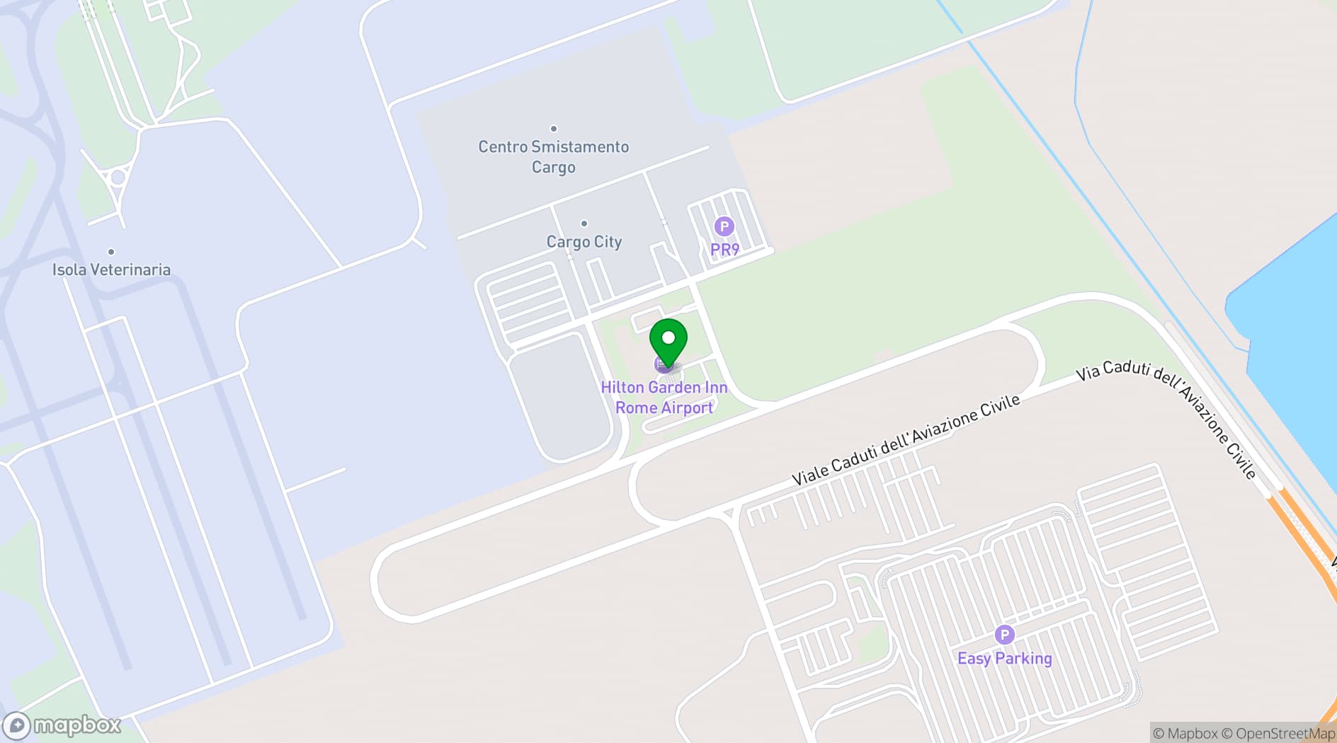 Map showing Hilton Rome Airport