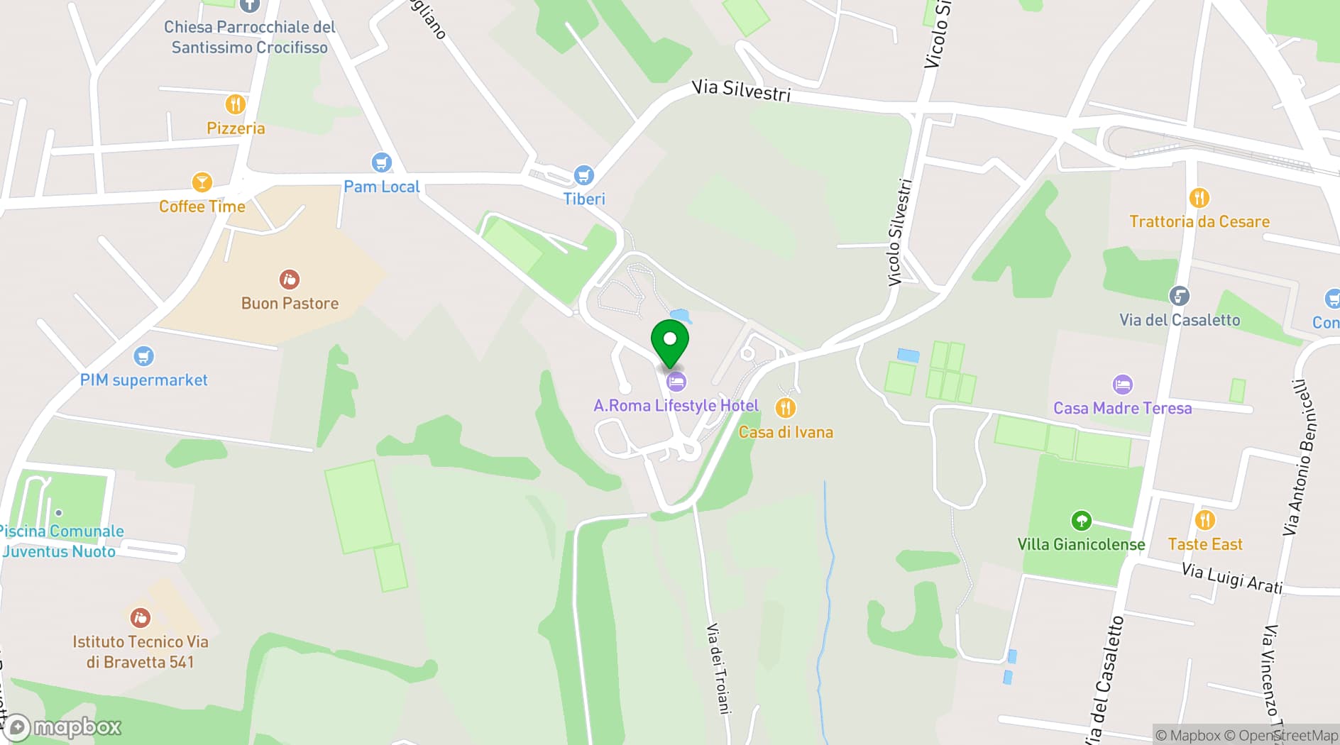 Map showing A.Roma Lifestyle Hotel