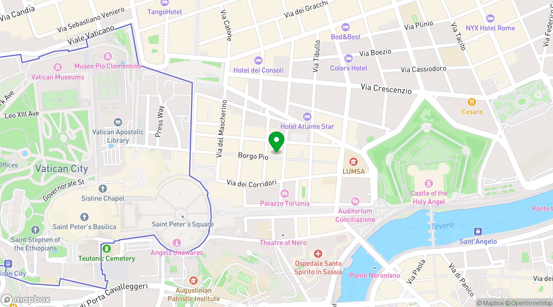 Map showing Hotel Della Conciliazione