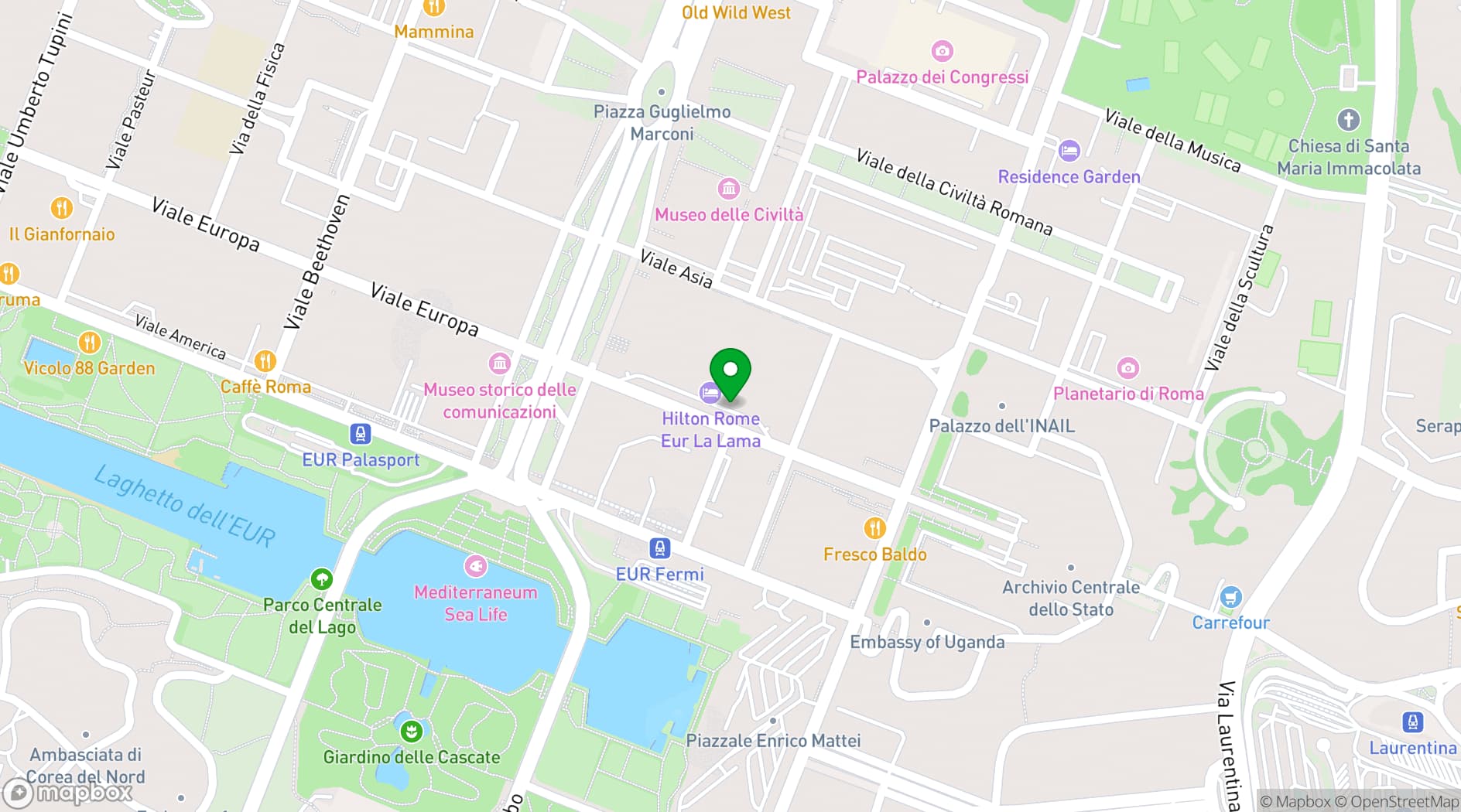 Map showing Roma Convention Center