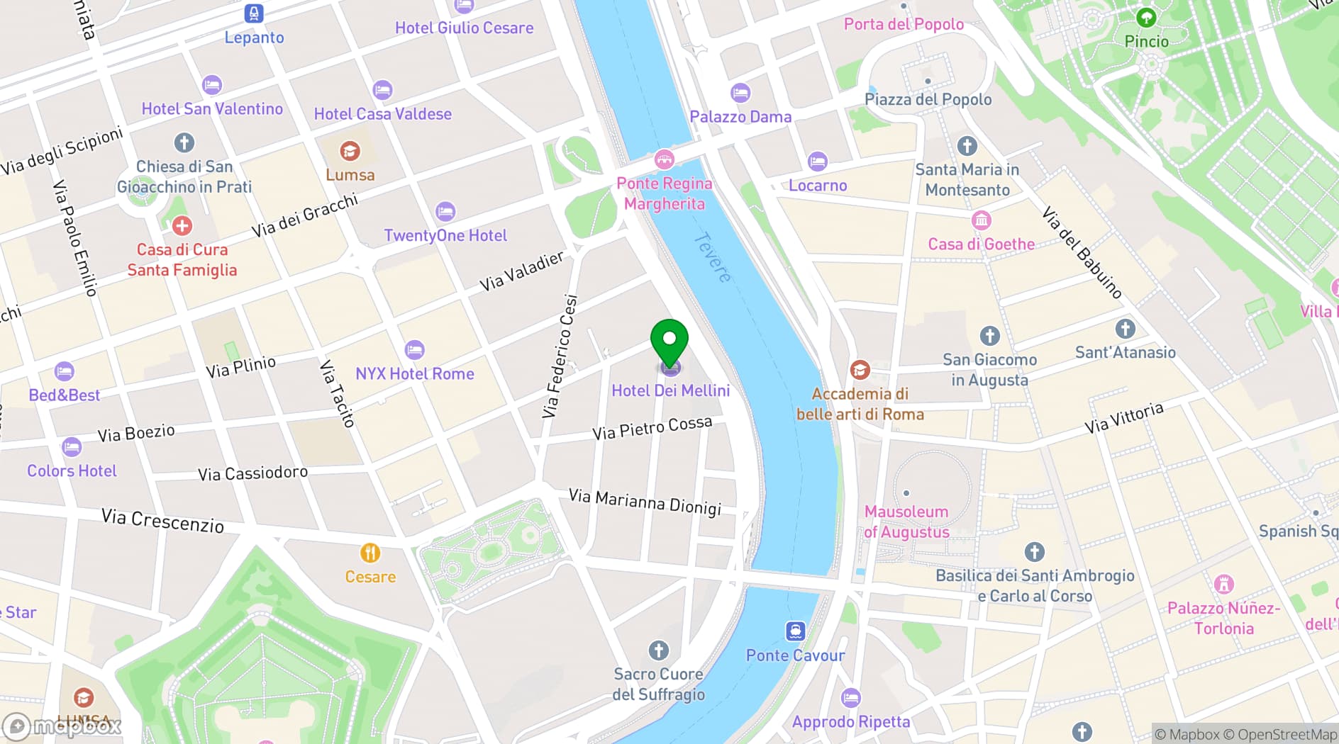 Map showing Hotel Prati Rome