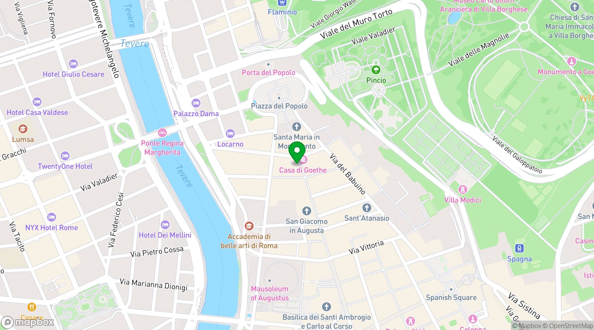 Map showing Palazzo Rondinini