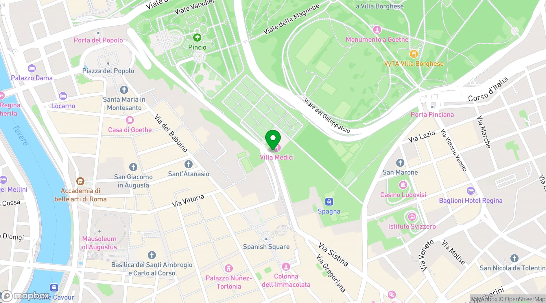 Map showing Villa Medici