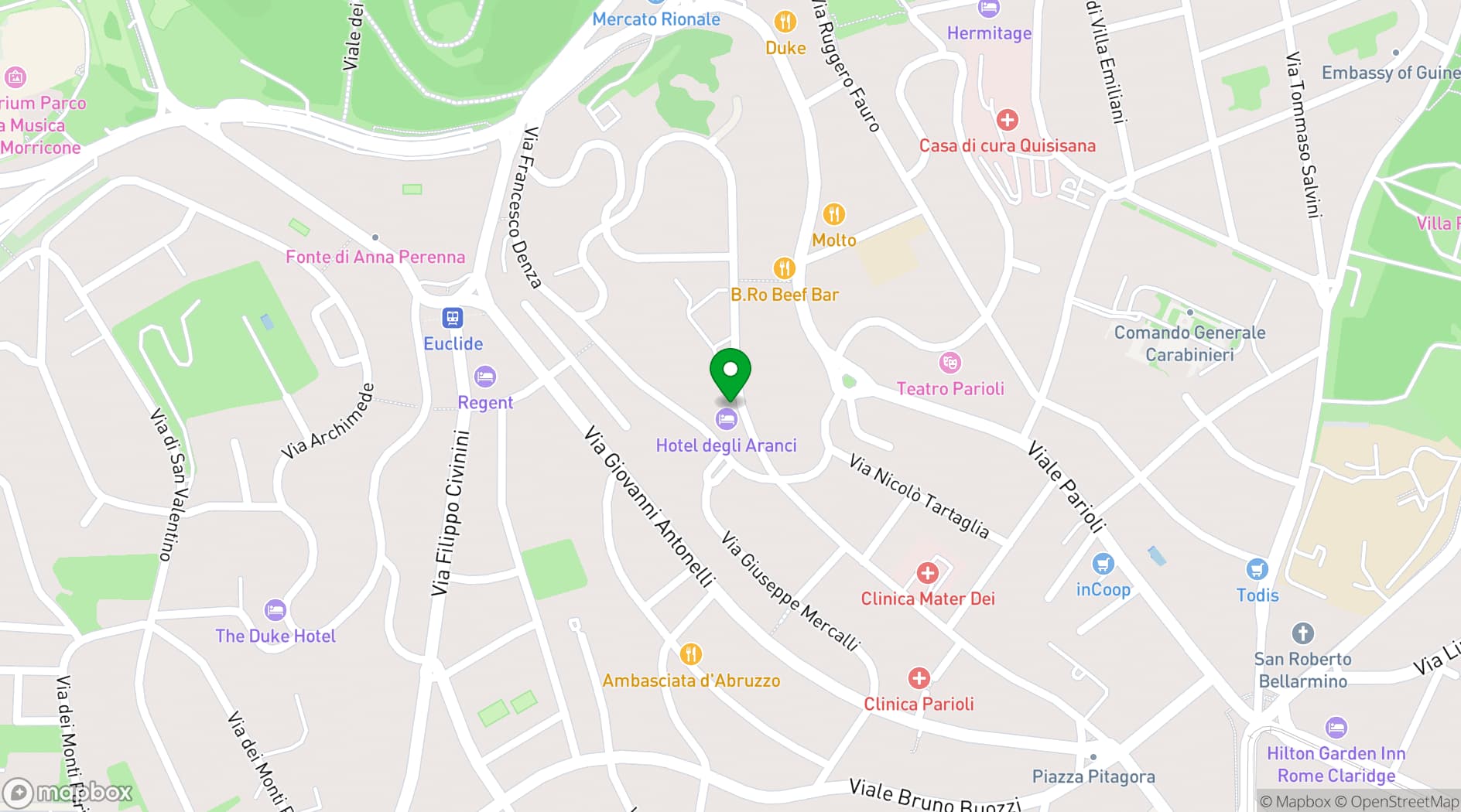 Map showing Hotel degli Aranci