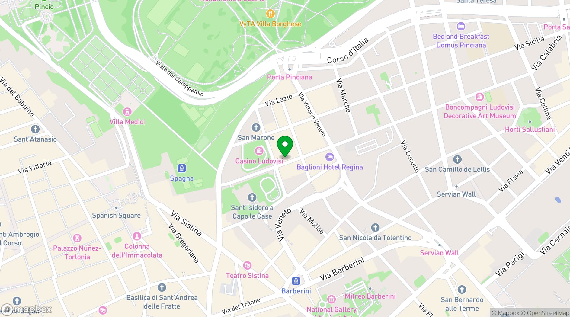 Map showing Hotel Ludovisi Palace
