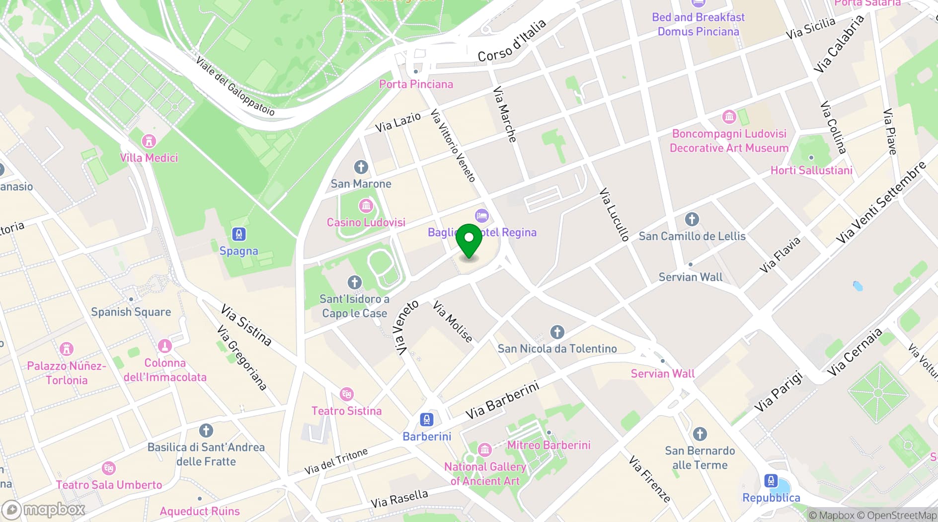 Map showing InterContinental Rome Ambasciatori Palace