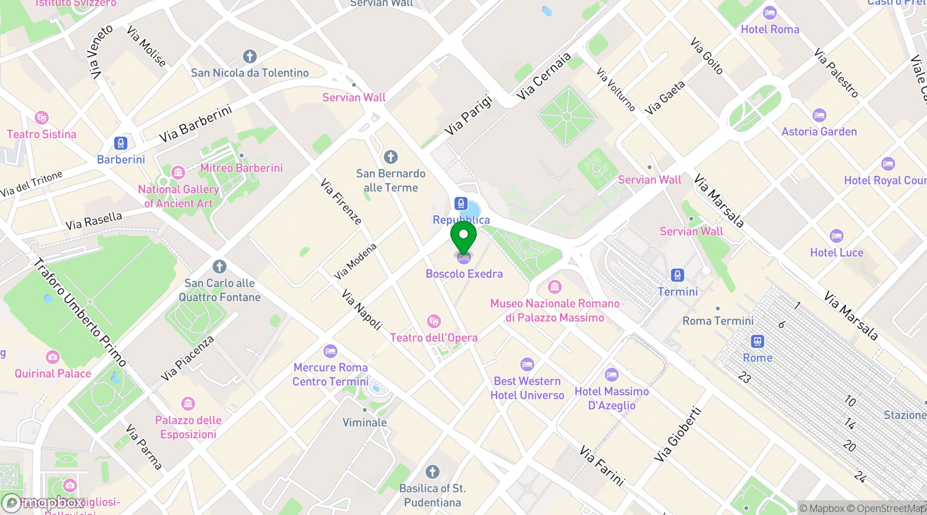 Map showing Antara Palazzo Naiadi Rome Hotel
