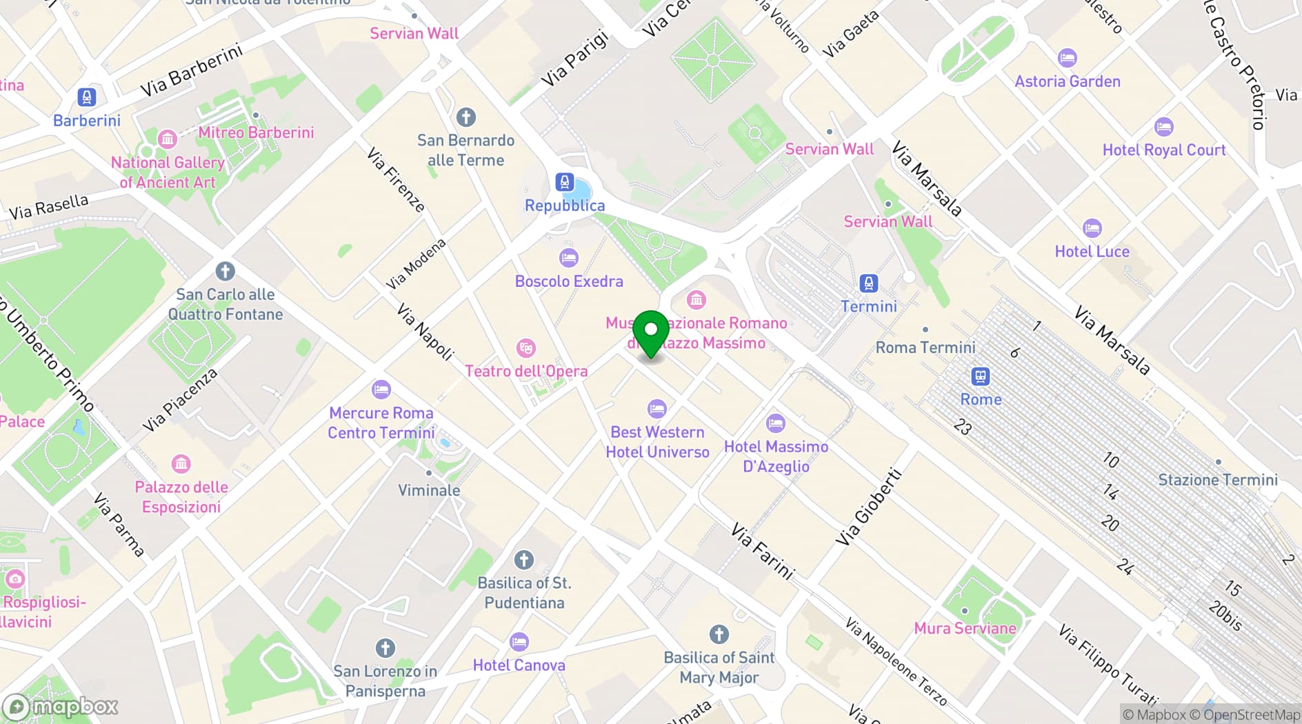 Map showing Hotel Diana Roof Garden