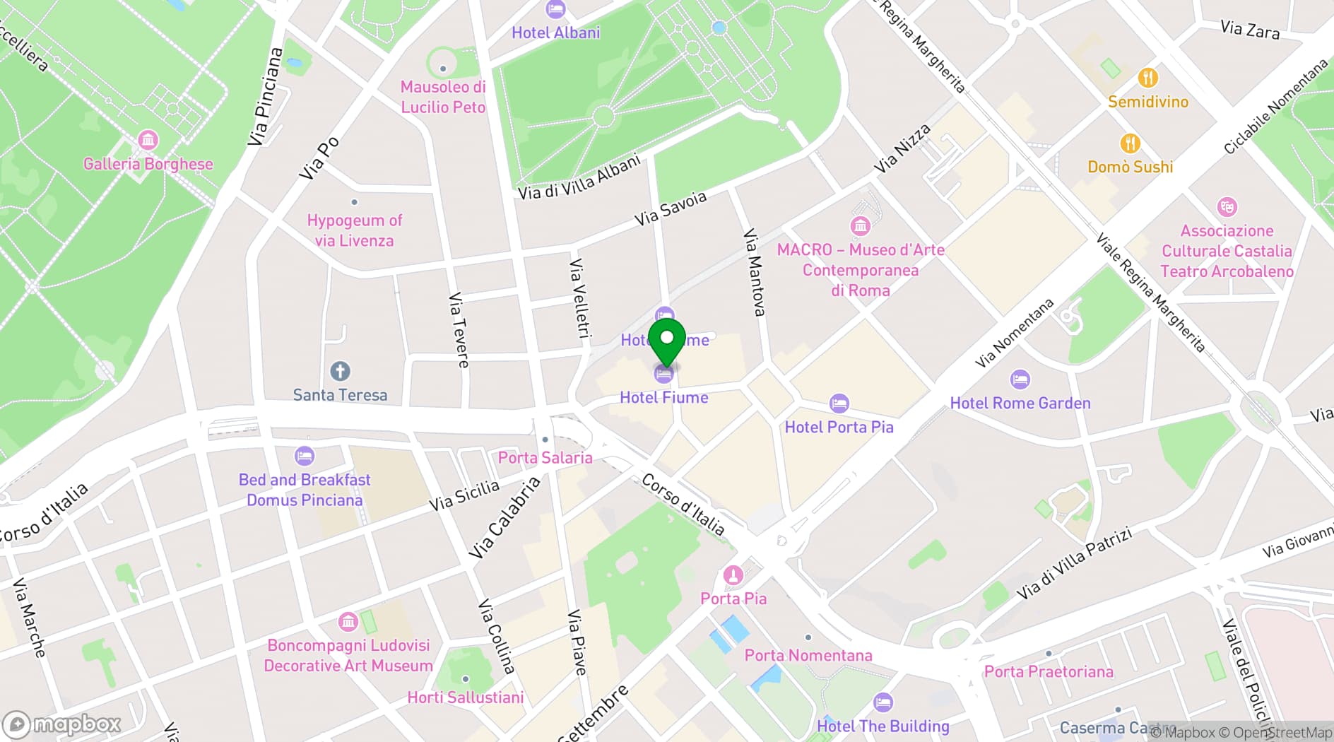 Map showing Fiume Hotel