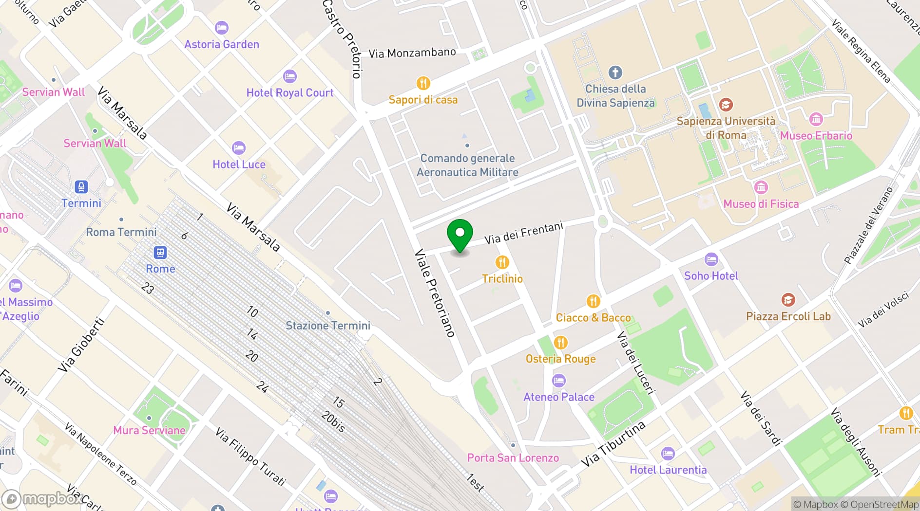 Map showing Centro Congressi Frentani