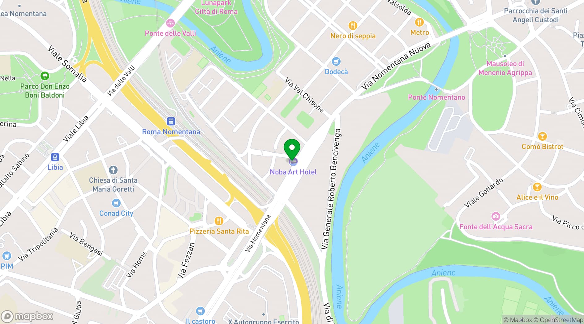 Map showing Noba Hotel & Residenze