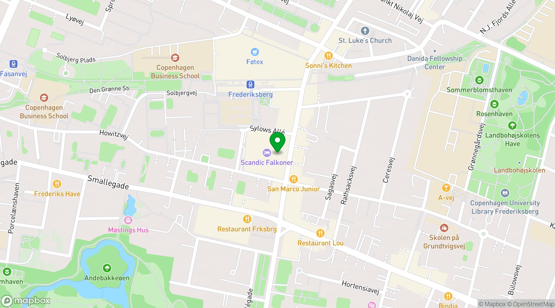Map showing Scandic Falkoner