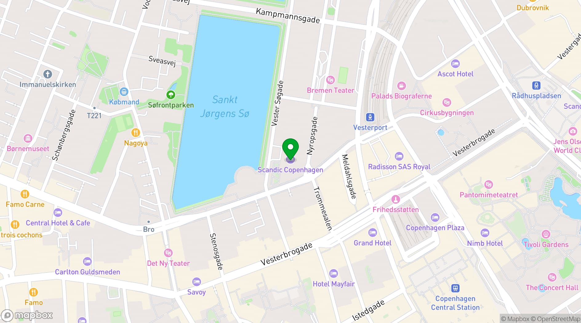 Map showing Scandic Hotels