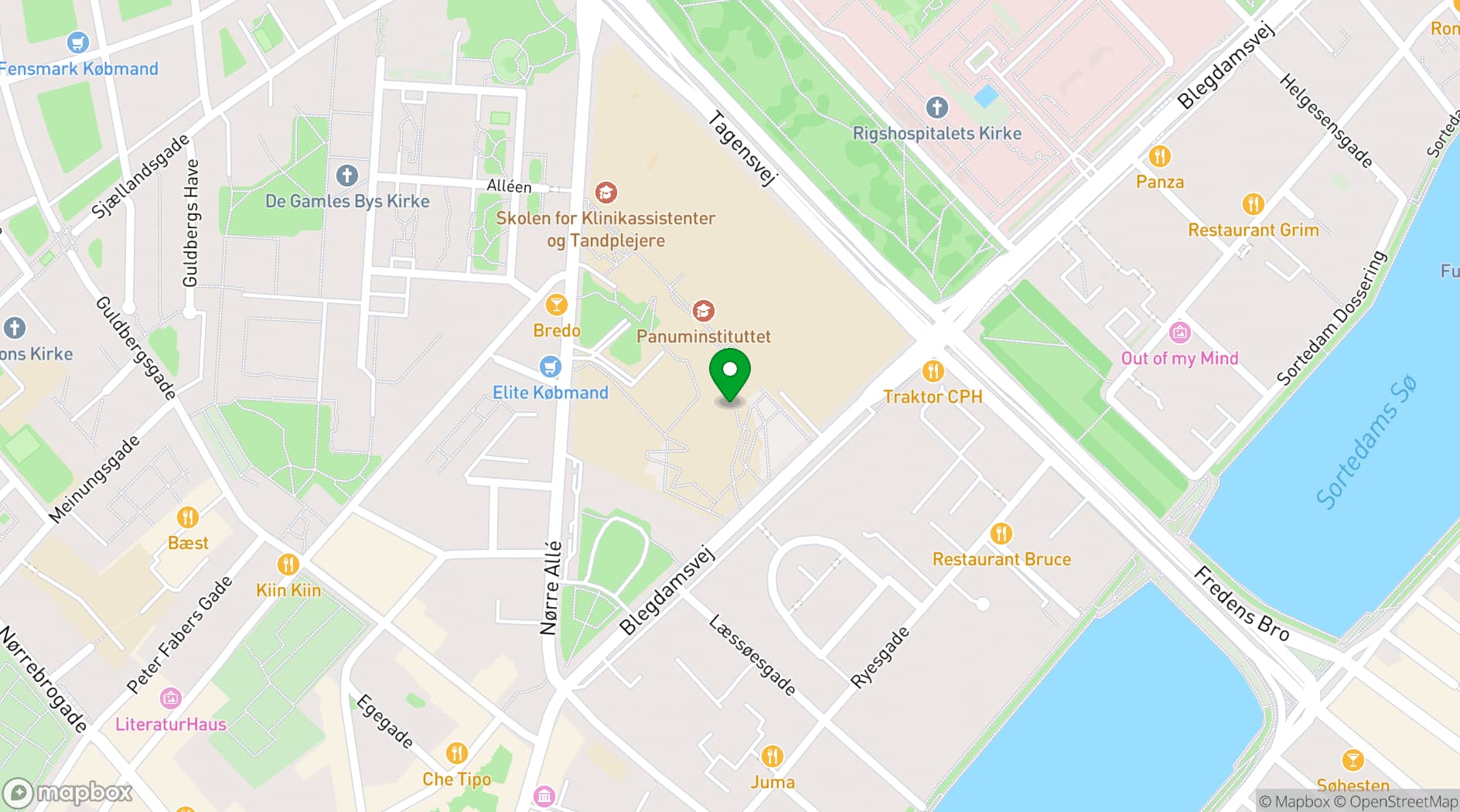 Map showing Faculty of Health and Medical Sciences, University of Copenhagen