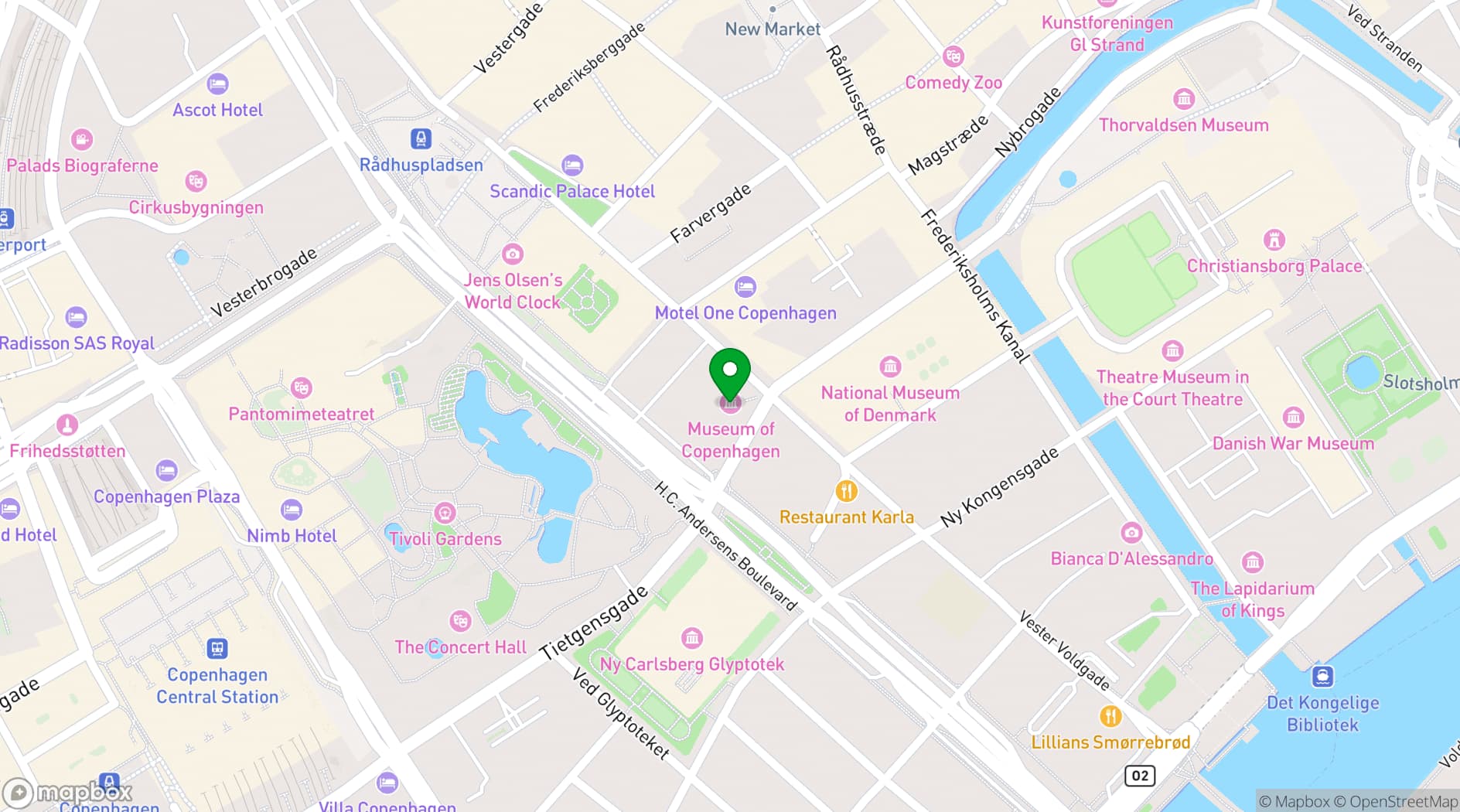 Map showing Museum of Copenhagen