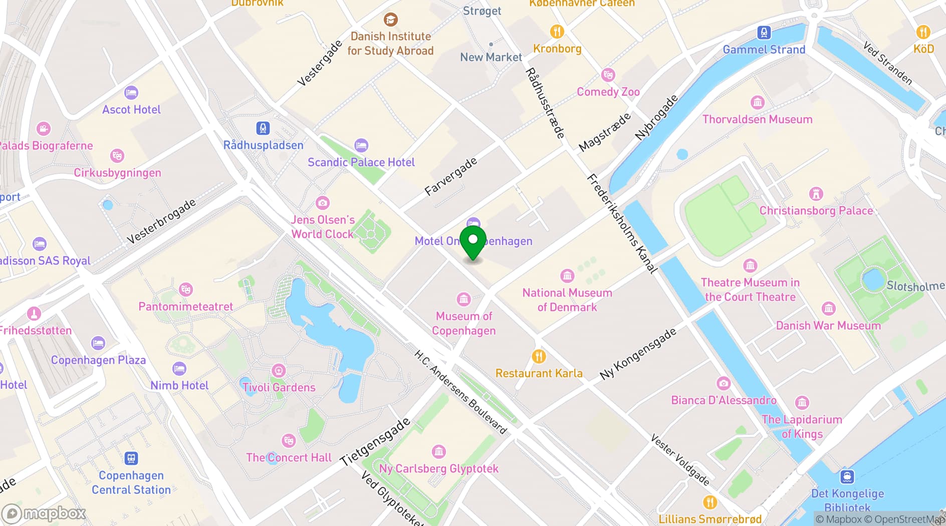 Map showing Hotel Danmark