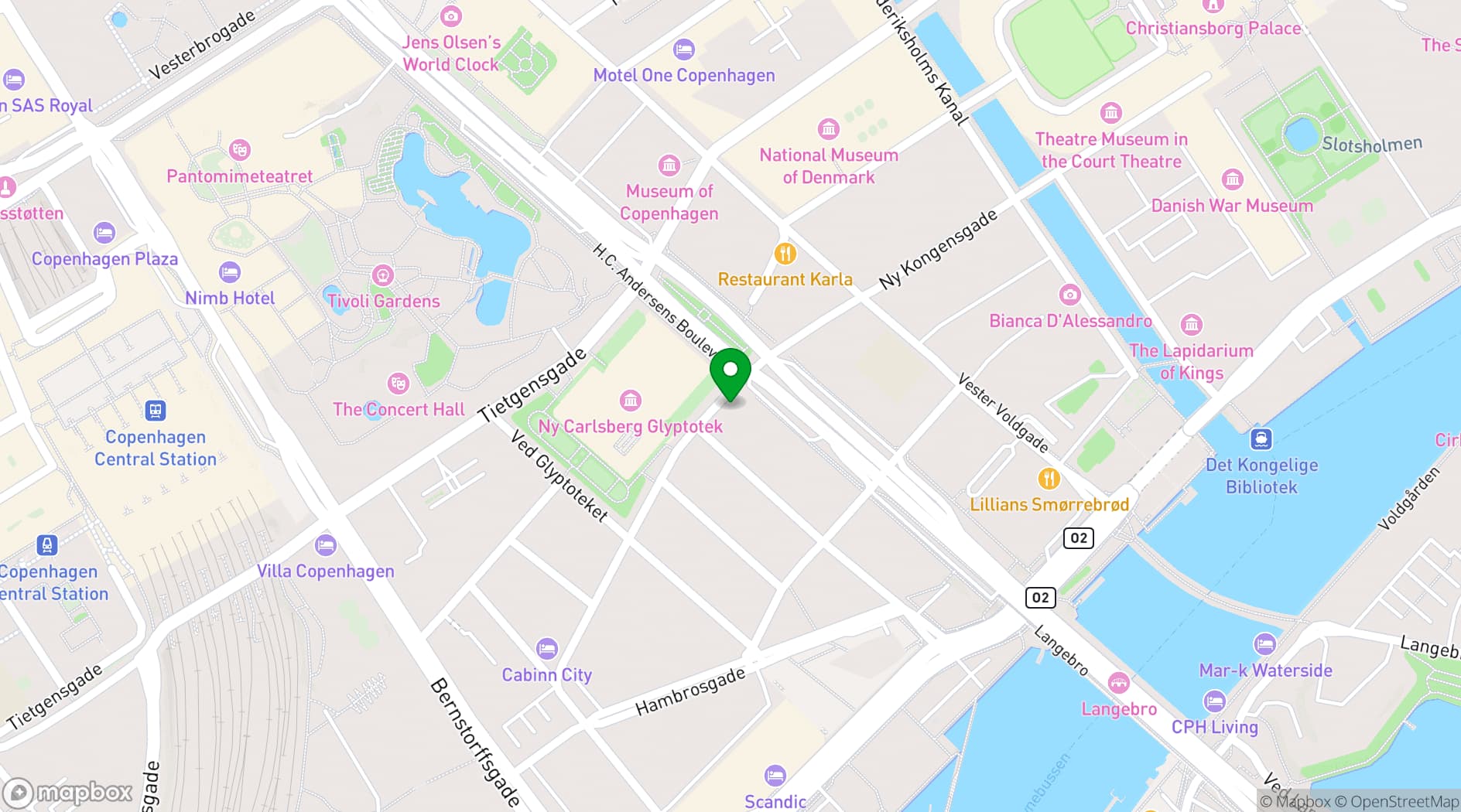 Map showing Nobis Hotel Copenhagen