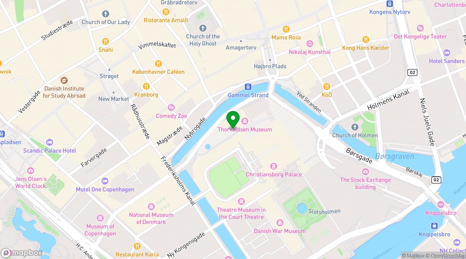 Map showing Thorvaldsens Museum