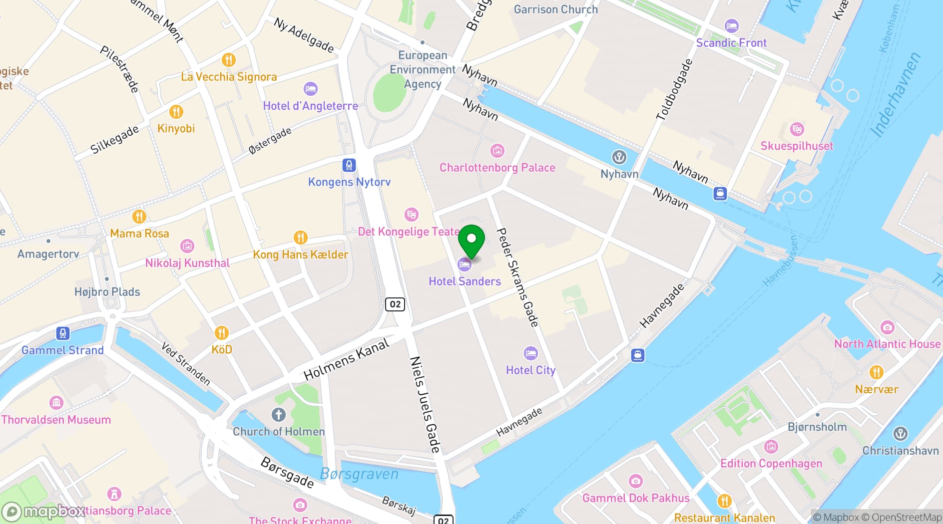 Map showing Hotel Sanders