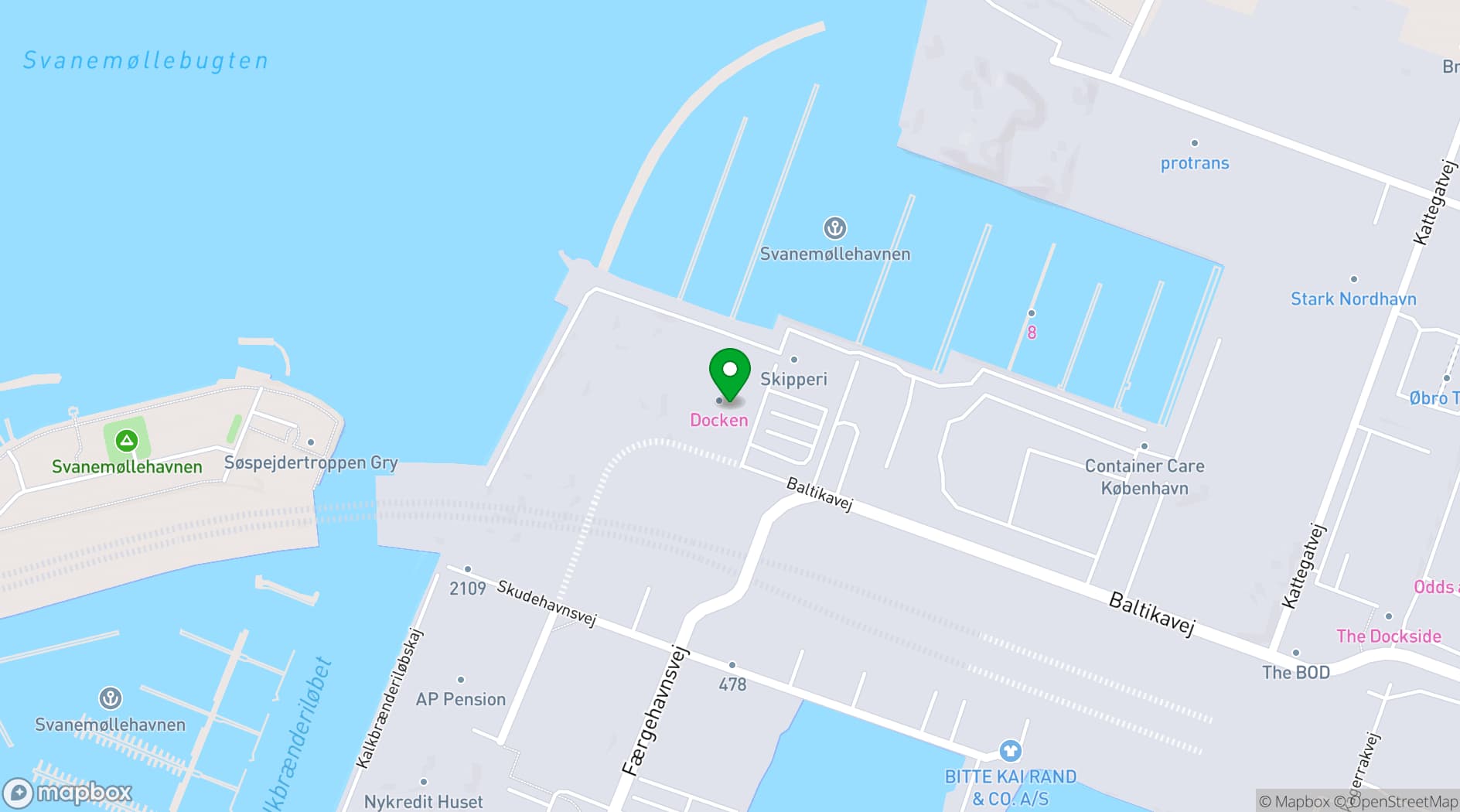 Map showing Docken