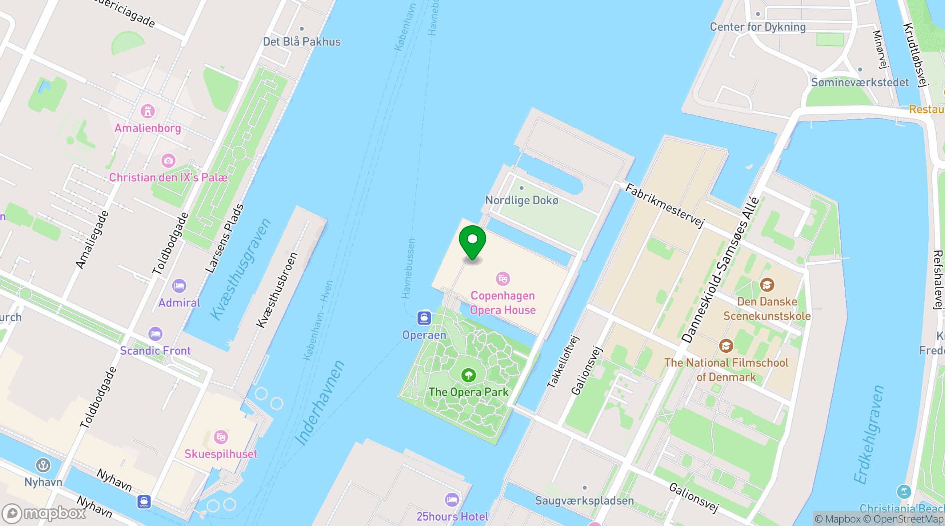 Map showing Outstanding Auditoriums for Hire in Copenhagen