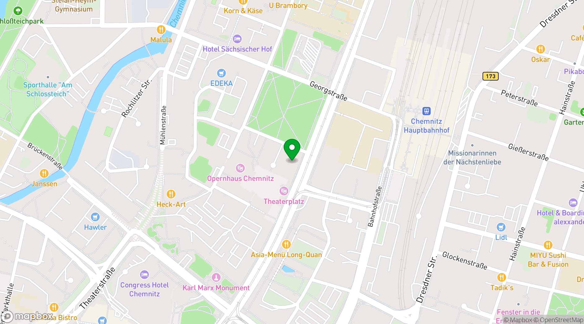 Map showing Hotel Chemnitzer Hof