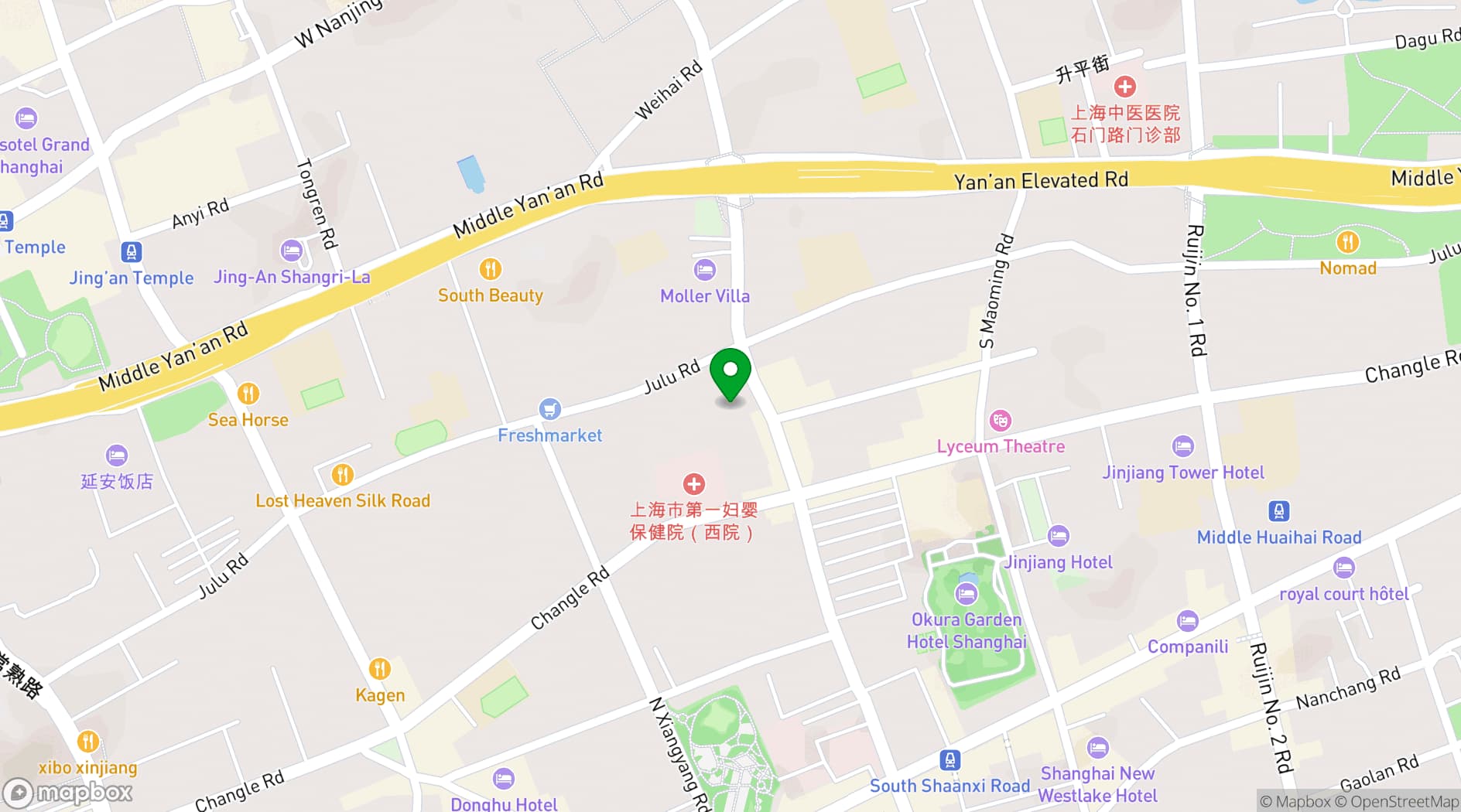 Map showing Shanghai Exhibition Center Administration Building
