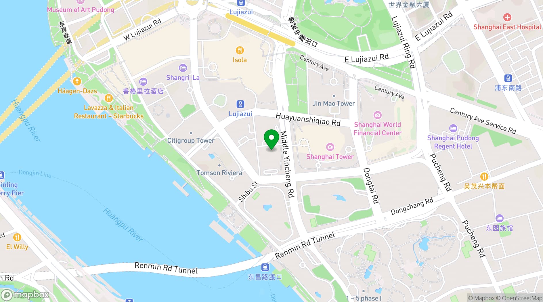 Map showing Pudong Shangri-La, Shanghai