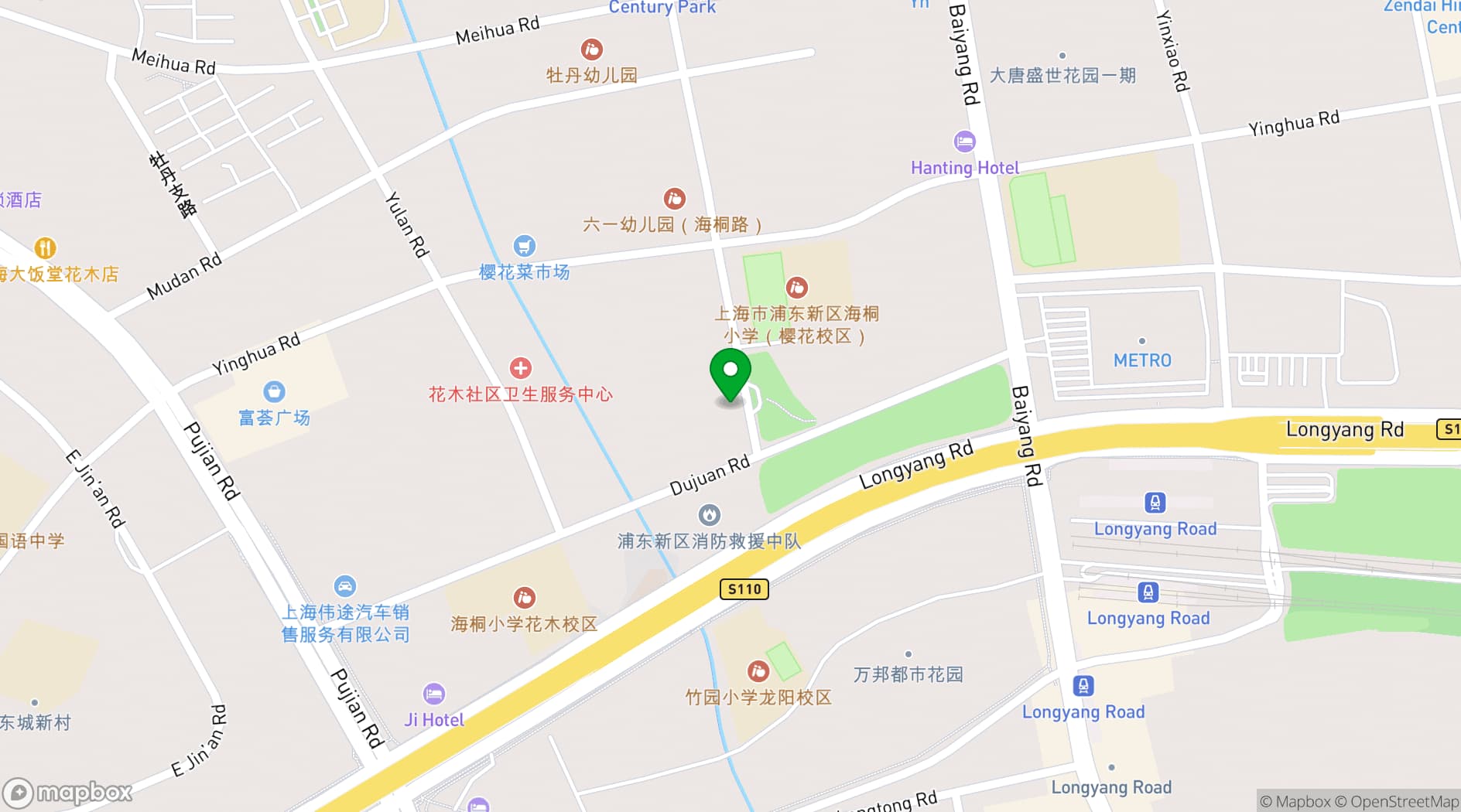 Map showing Shanghai Oriental Art Center