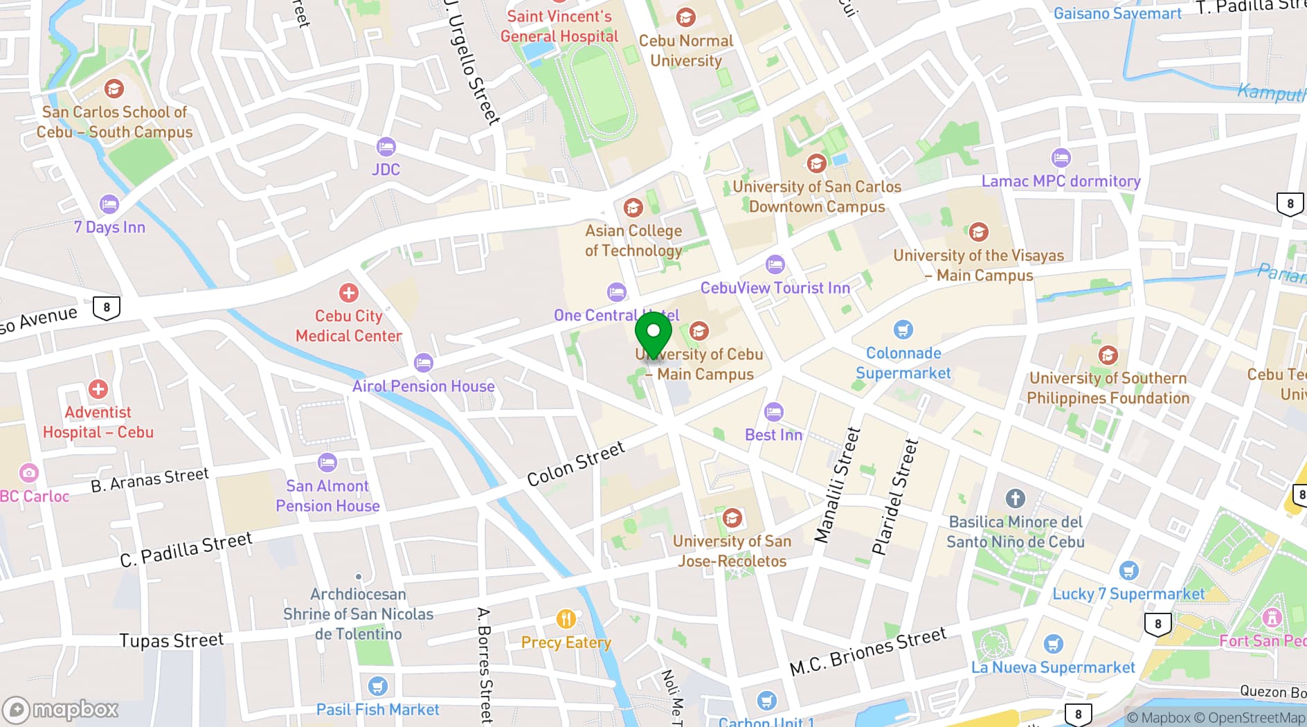 Map showing One Central Hotel