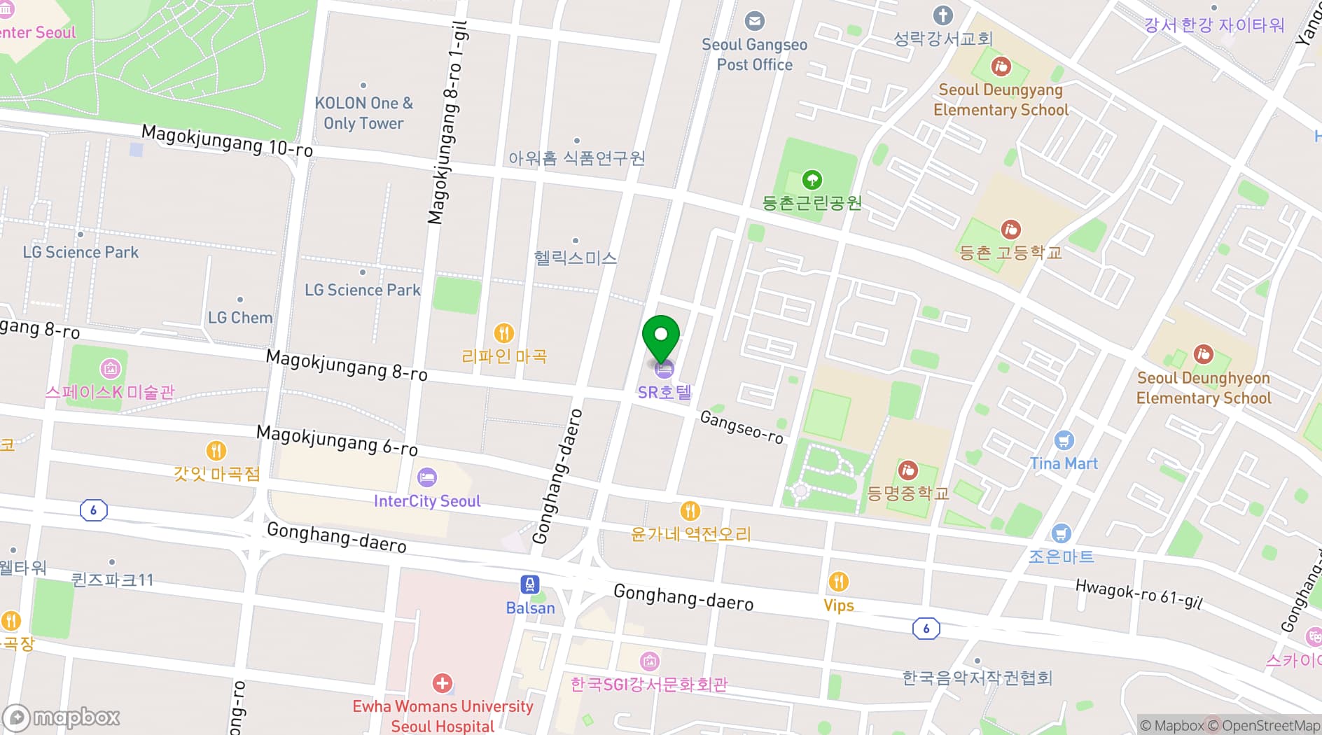 Map showing SR Hotel Magok