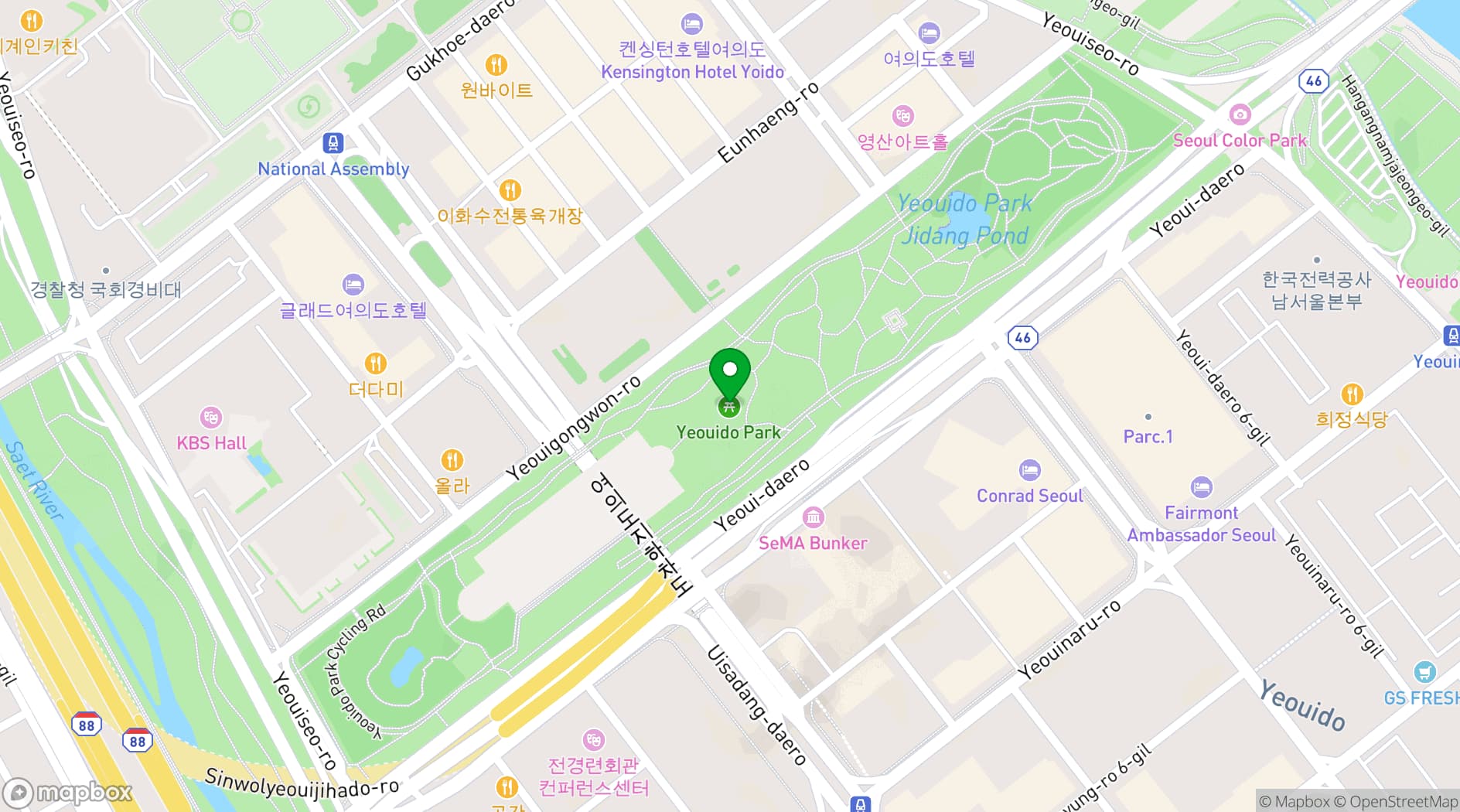 Map showing Yeouido Park