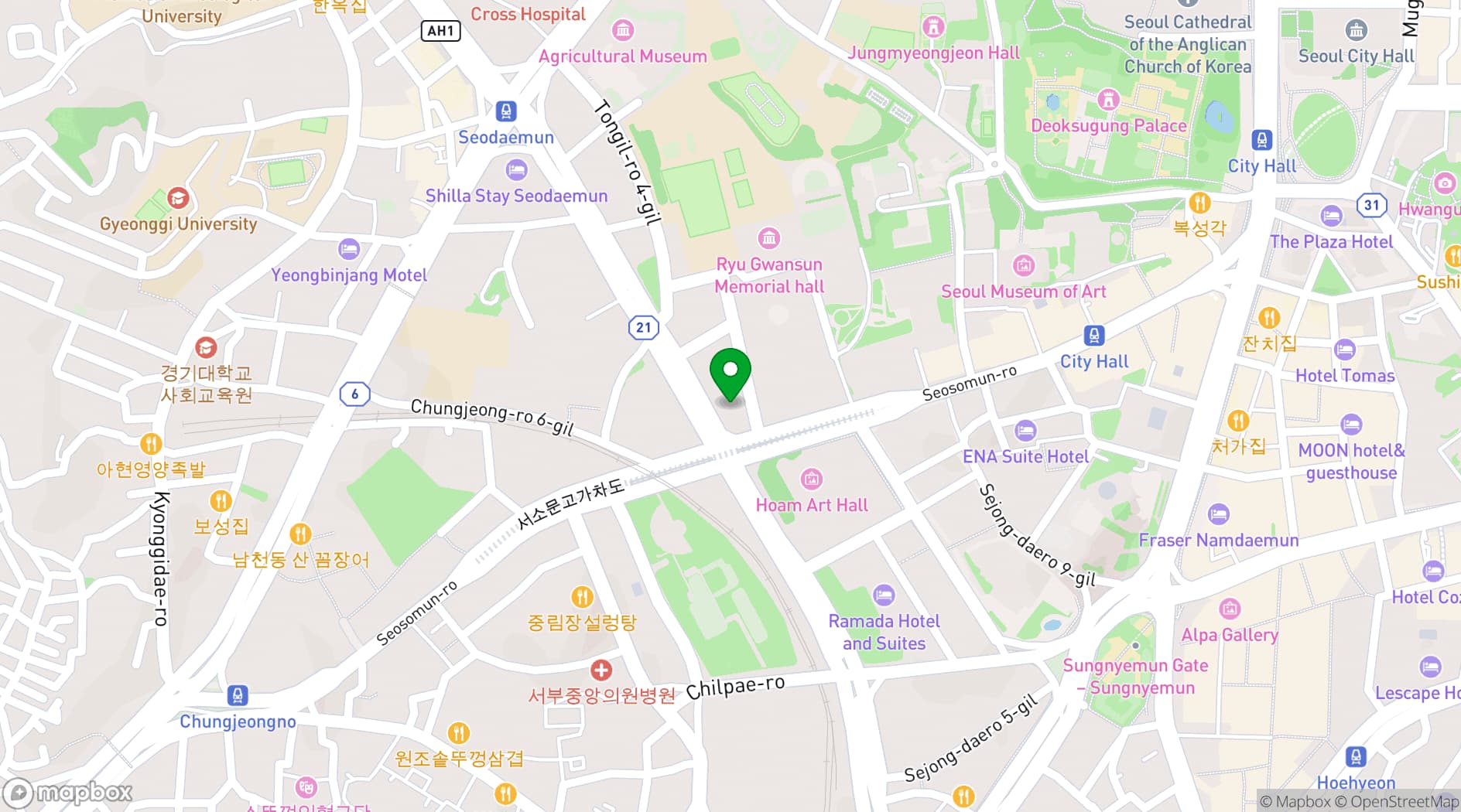 Map showing Fraser Place Central Seoul