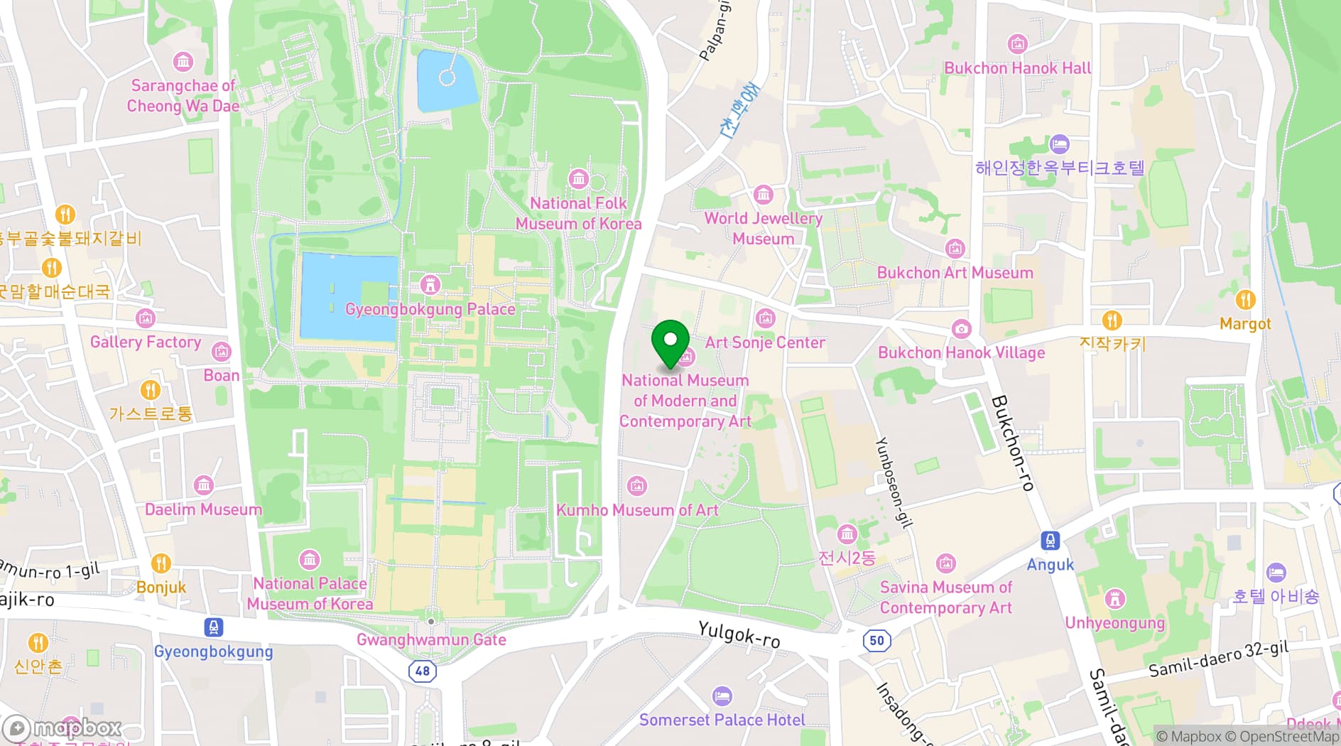 Map showing National Museum of Modern and Contemporary Art, Korea