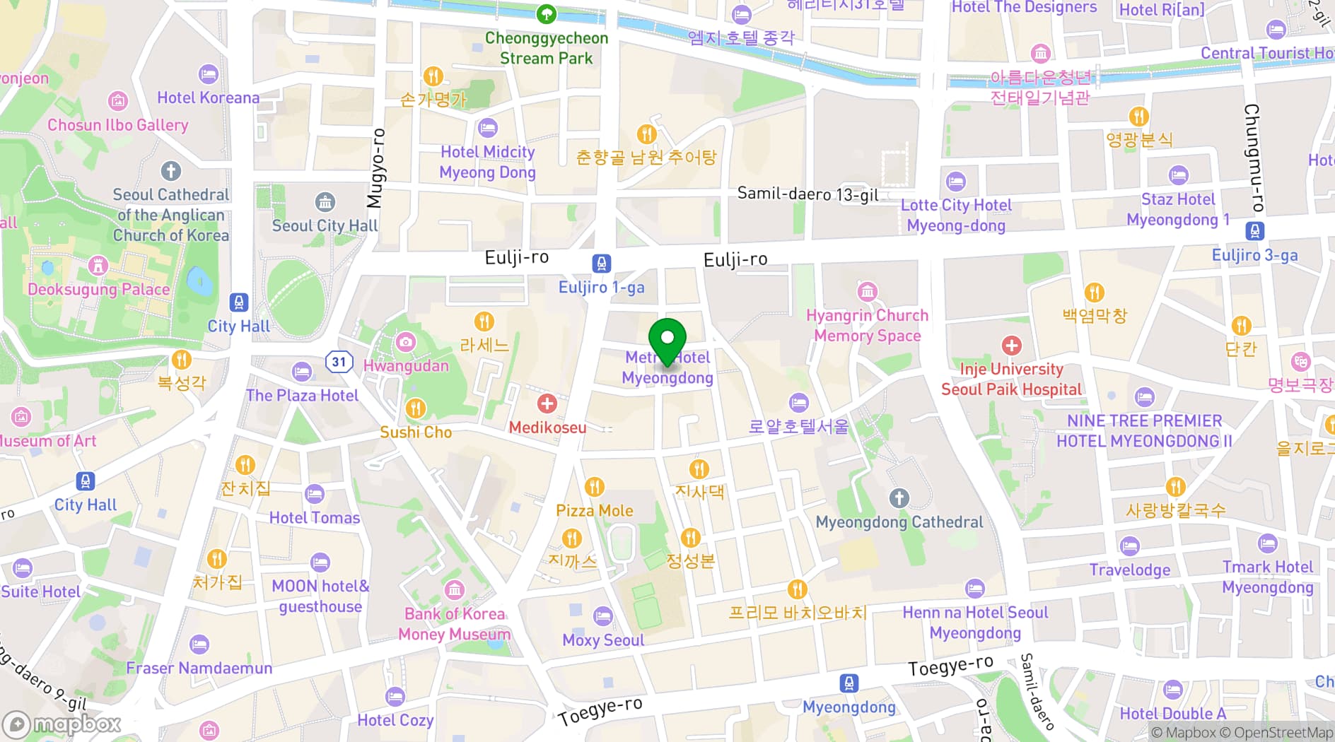 Map showing Café Stanford Myeongdong