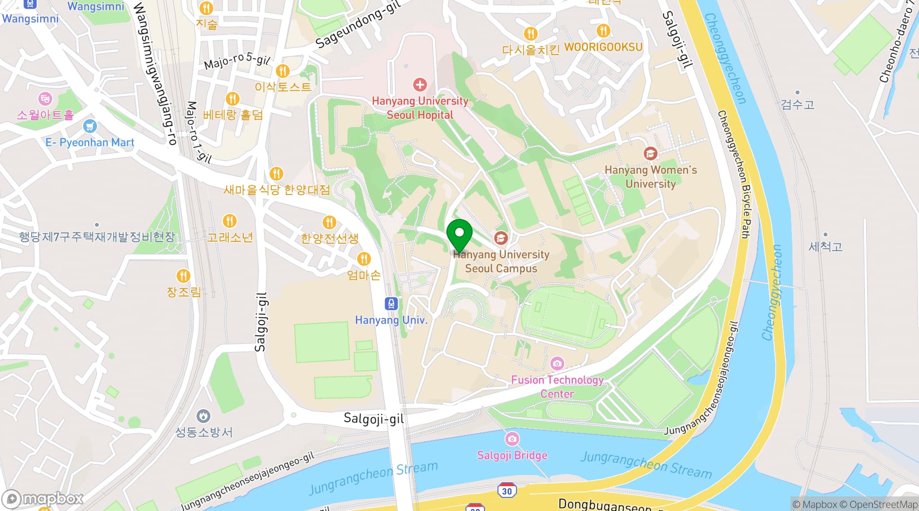 Map showing Hanyang University Museum