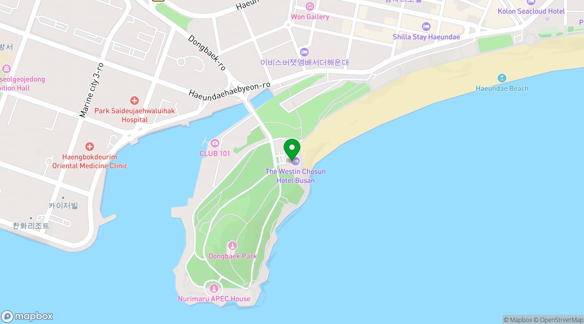 Map showing The Westin Josun Busan