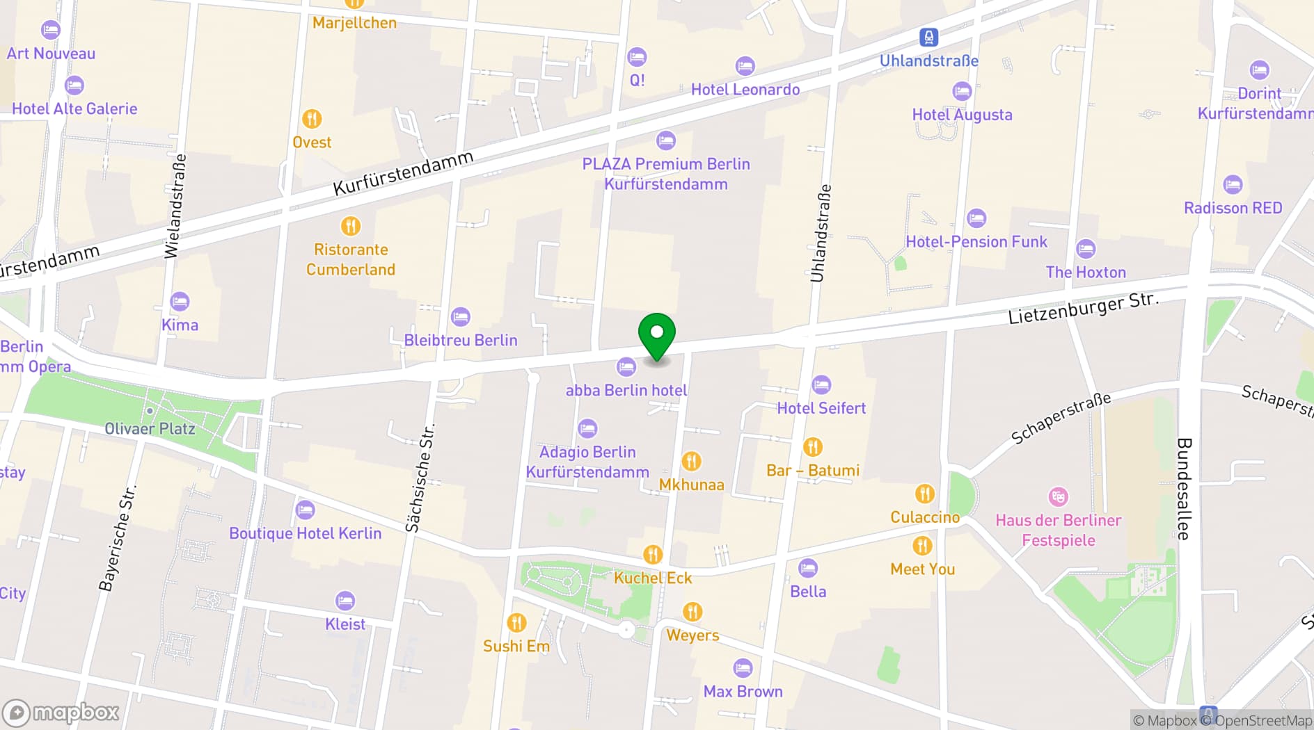Map showing Park Plaza Berlin