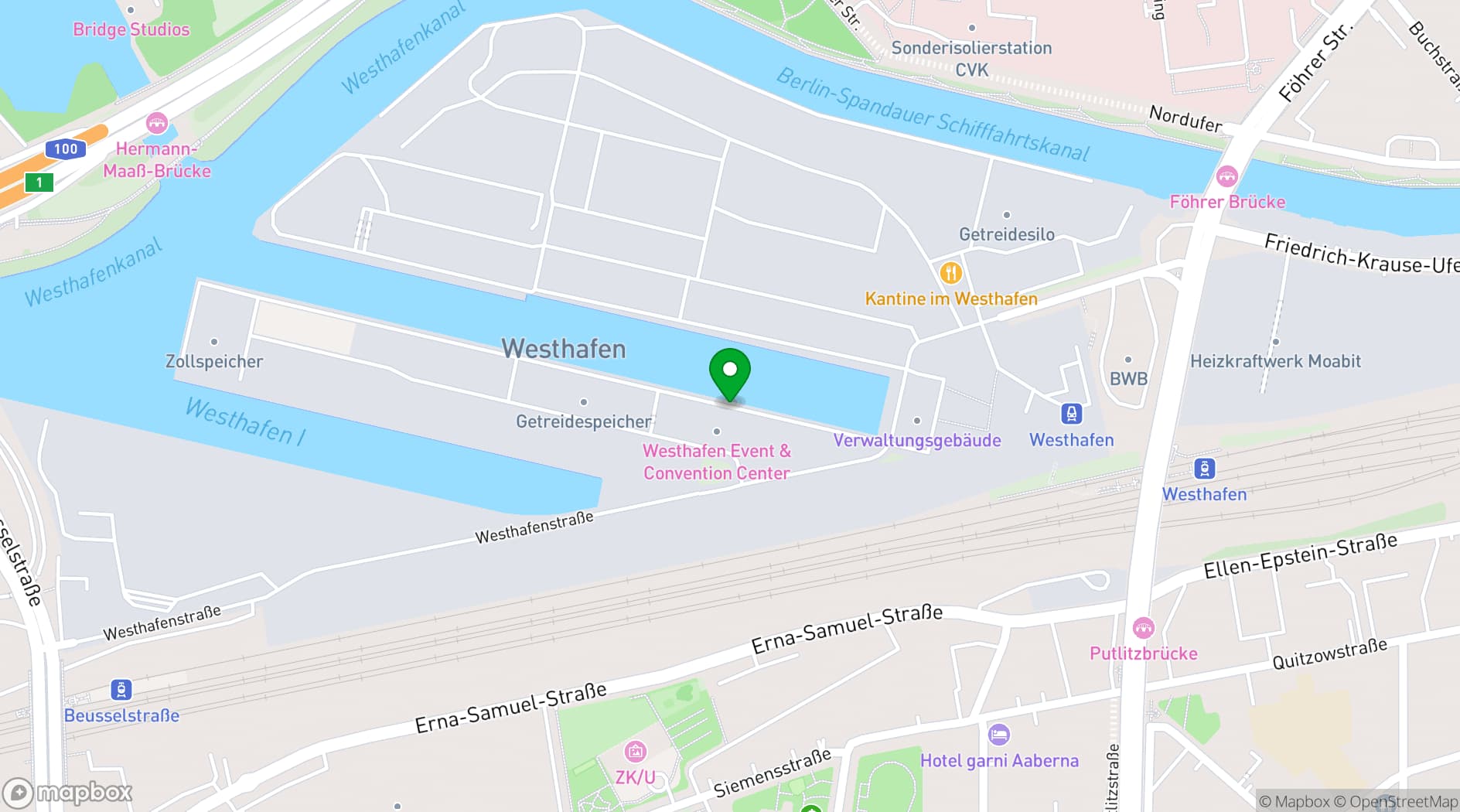 Map showing Westhafen Event & Convention Center