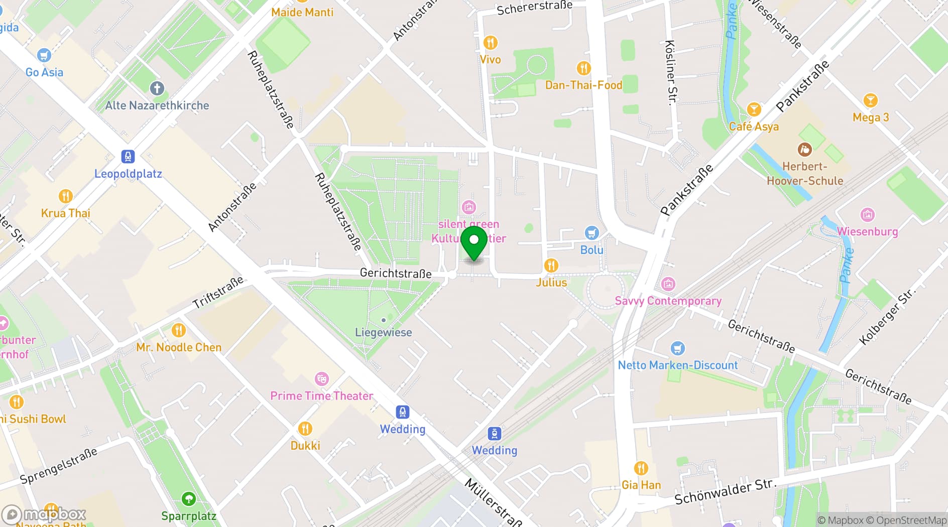 Map showing silent green